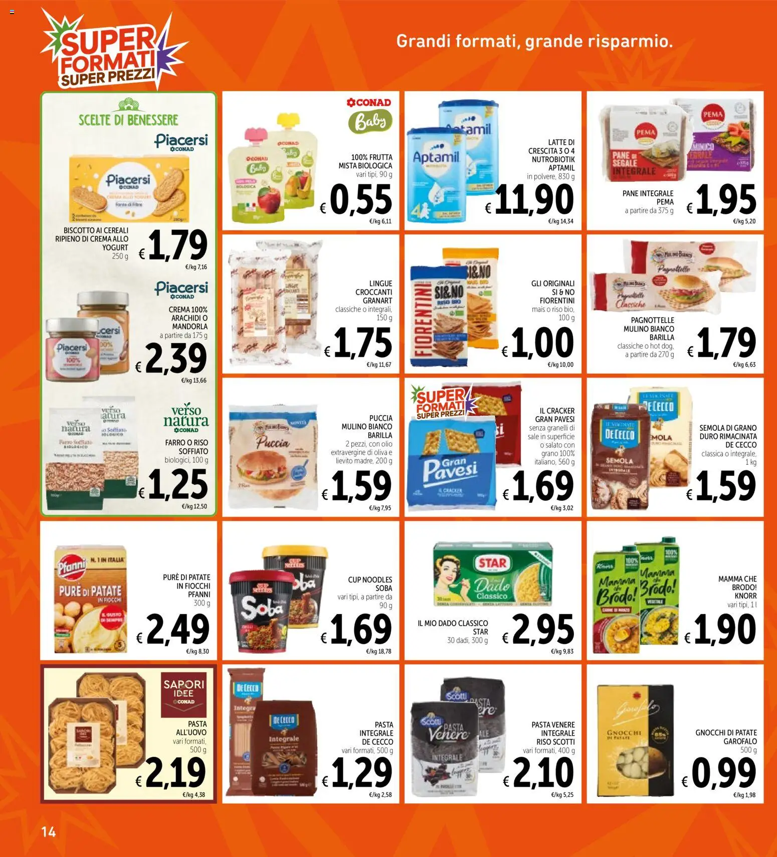 Volantino Spazio Conad del 03.02.2026 | Pagina: 14 | Prodotti: Crema, Cereali, Sale, Pasta