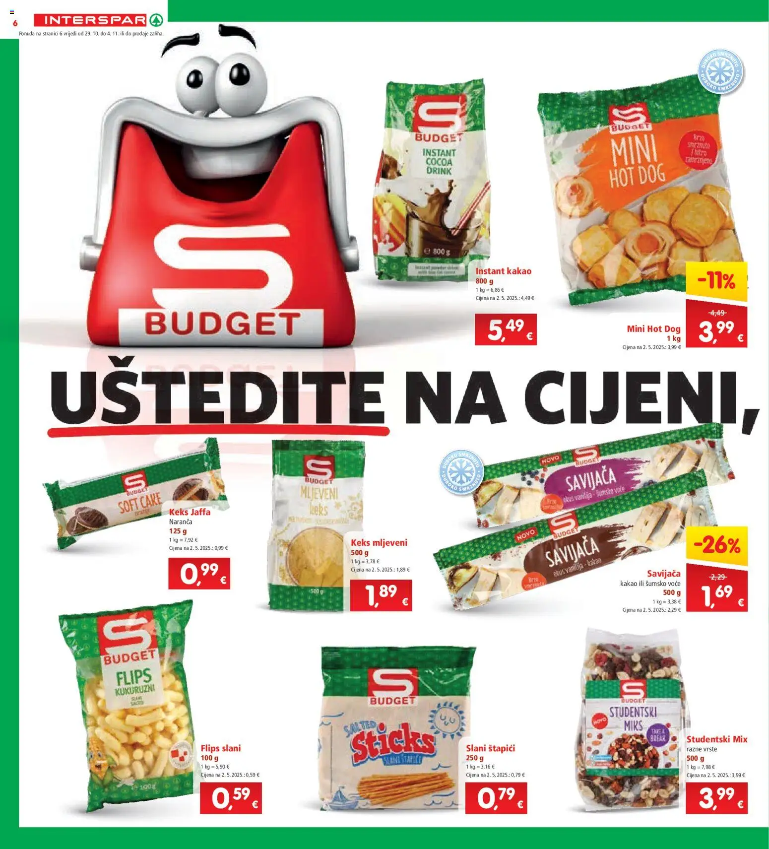 Interspar katalog | vrijedi od 29.10.2025 | Stranica: 6 | Proizvodi: Šumsko voće, Flips, Štapići, Kakao