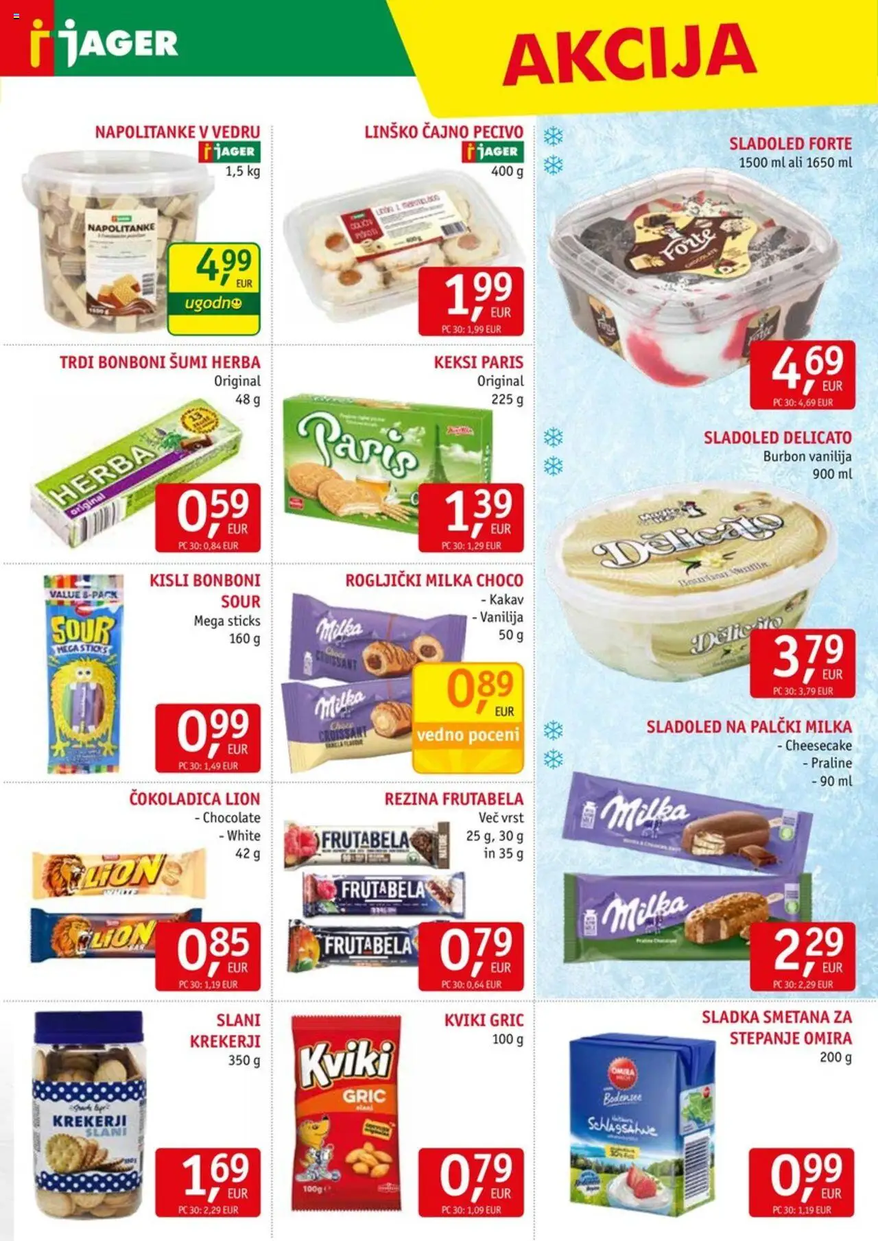 Jager katalog │ velja od 06.08.2025 | Stran: 9 | Izdelki: Napolitanke, Rogljički, Smetana, Sladoled