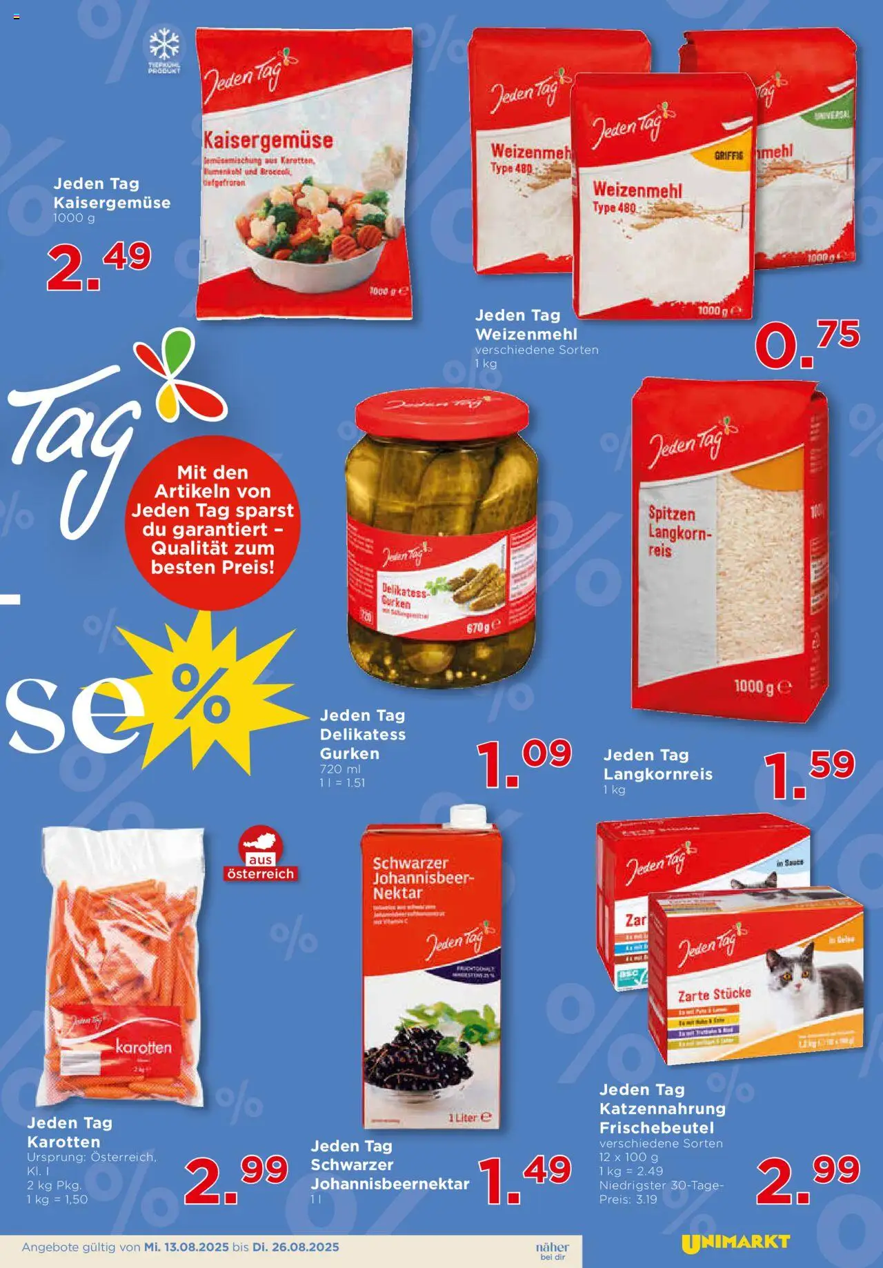 Unimarkt Nord gültig ab 13.08.2025 | Seite: 15 | Produkte: Gurken, Blumenkohl, Reis