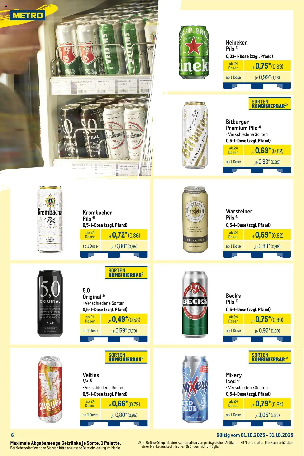 Metro Wochen-Angebote Händler – gültig ab 29.09.2025 | Seite: 10 | Produkte: Warsteiner, Krombacher, Mixery, Veltins