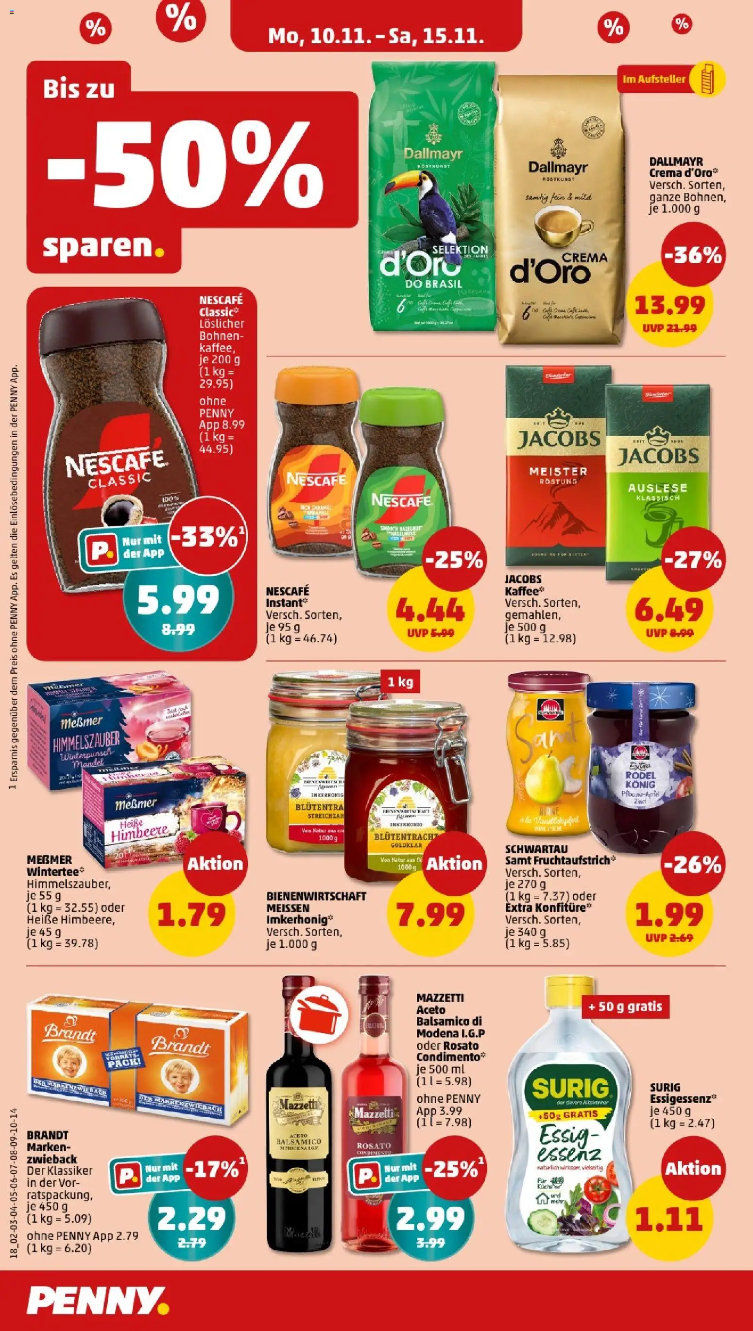 Penny - Niedersachsen – gültig ab 10.11.2025 | Seite: 18 | Produkte: Nescafe, Balsamico, Dallmayr, Himbeere