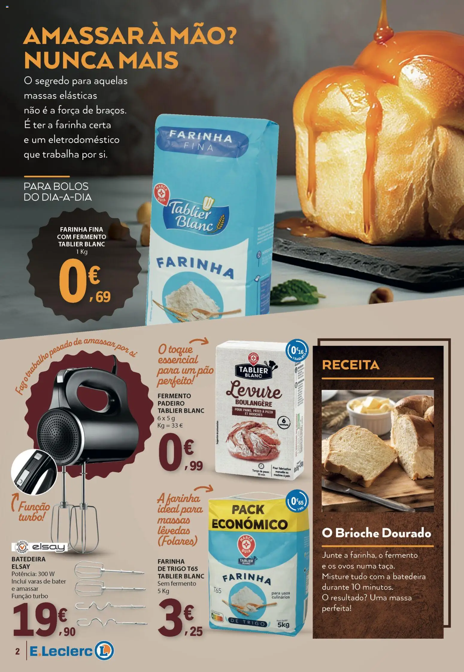 E.Leclerc Folheto da Nossa Marca │ válido de 01.03.2026 | Página: 2 | Produtos: Batedeira, Ovos, Pão, Massa