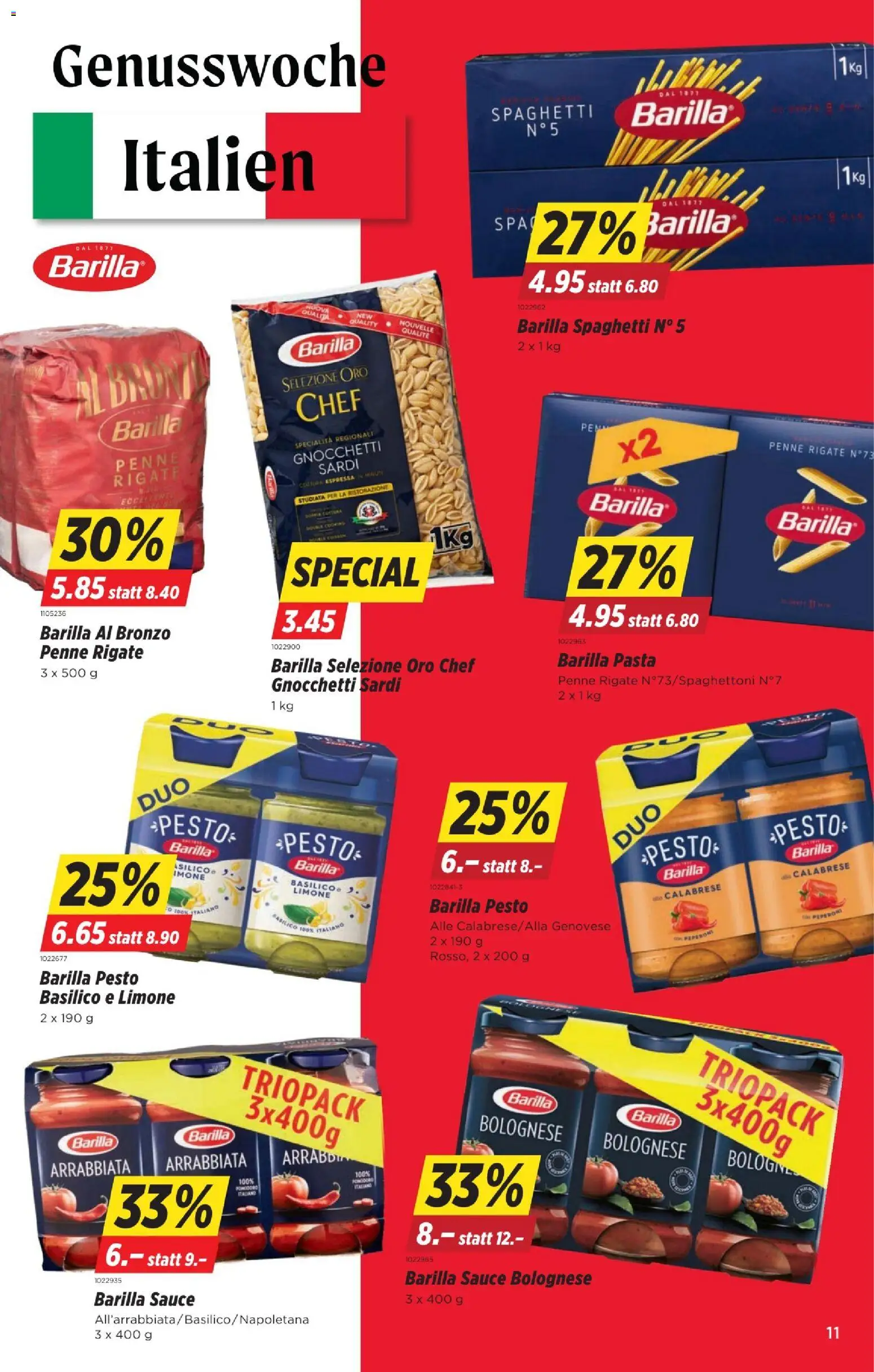 Denner aktionen – gültig ab 23.04.2026 | Seite: 11 | Produkte: Barilla, Pasta