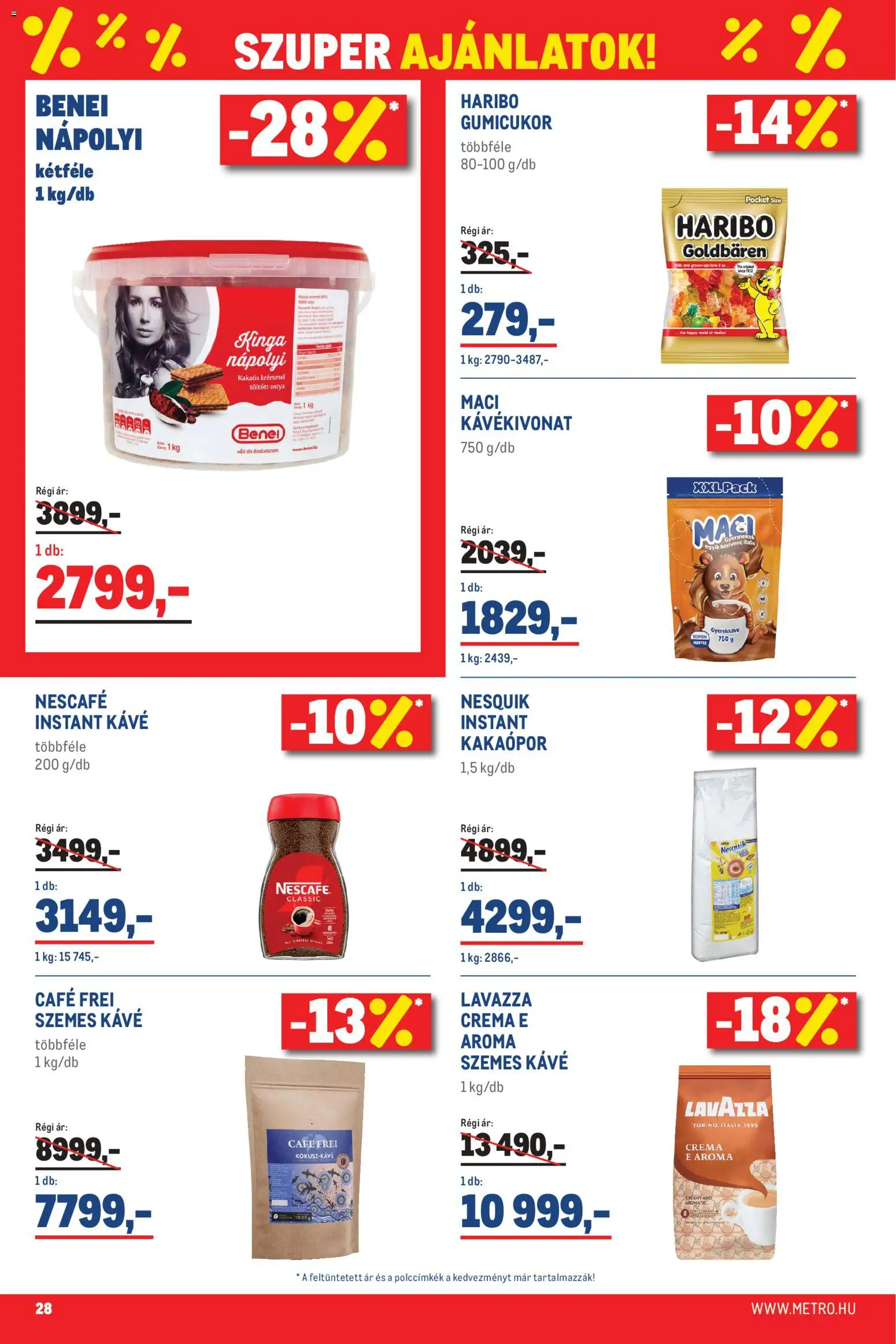Metro akciós ujság - amely érvényes a következő dátumtól: 01.03.2026 | Oldal: 28 | Termékek: Nescafé, Szemes kávé, Instant kávé, Nápolyi