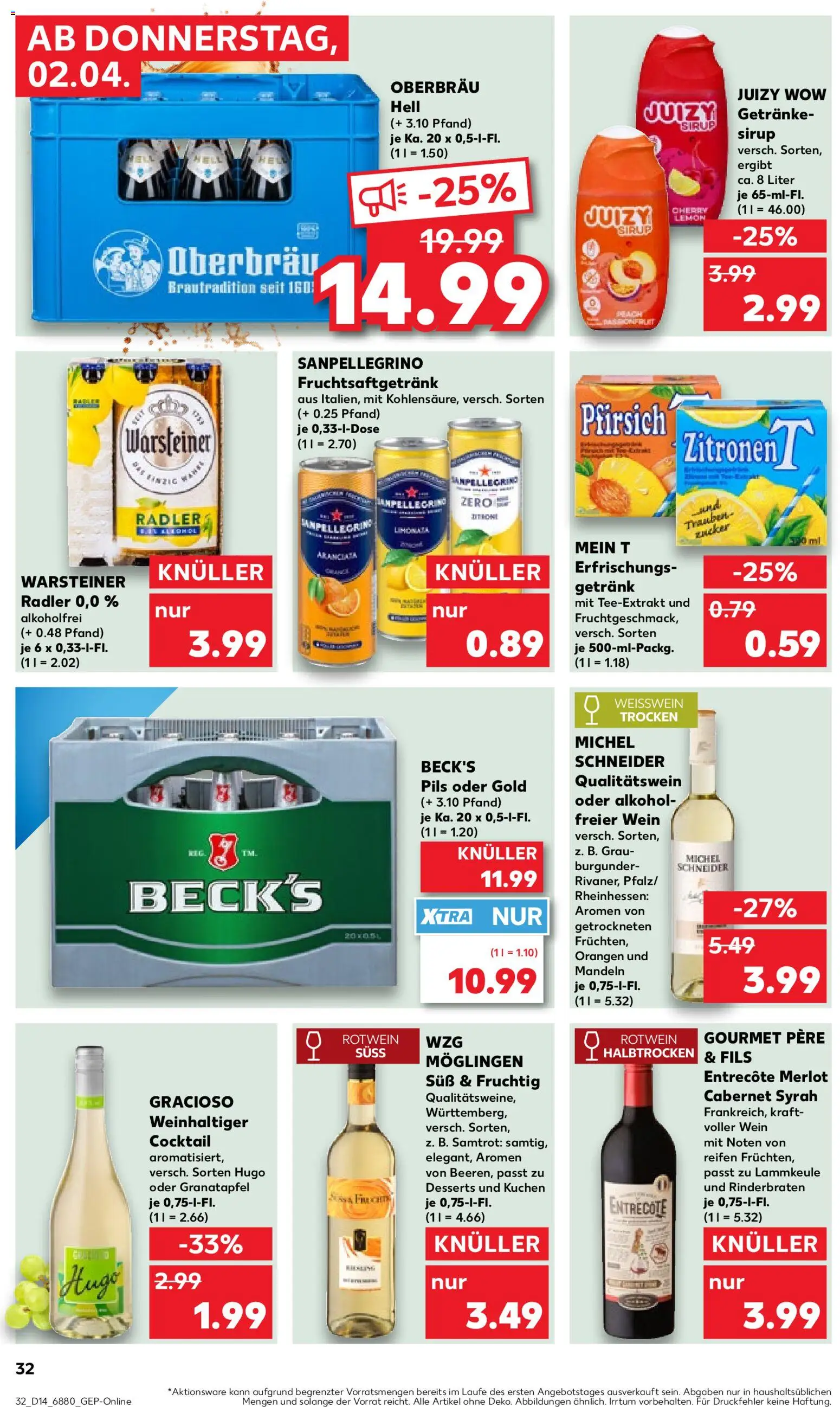 Kaufland Prospekt Völklingen	 – gültig ab 02.04.2026 | Seite: 32 | Produkte: Weißwein, Orangen, Sirup, Zucker