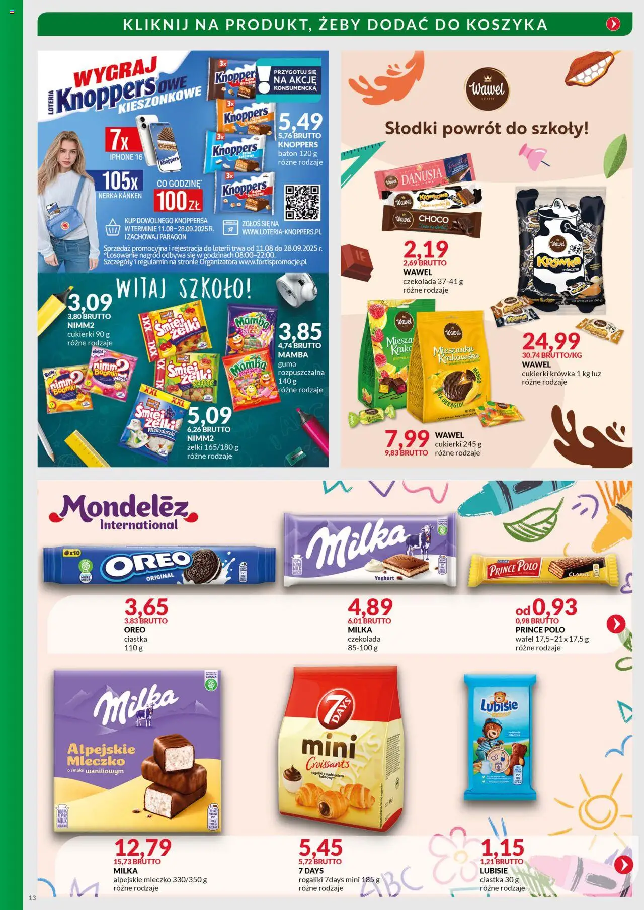 Eurocash Gazetka - Powrót do Szkoły od 04.08.2025 | Strona: 13 | Produkty: Milka, Baton, Żelki, Ciastka