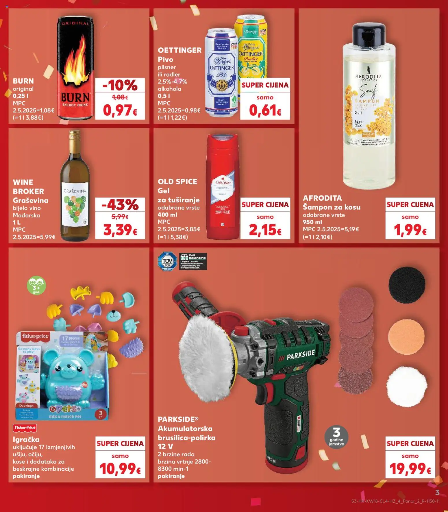 Kaufland katalog | vrijedi od 29.04.2026 | Stranica: 3 | Proizvodi: Bijelo vino, Radler, Šampon, Parkside