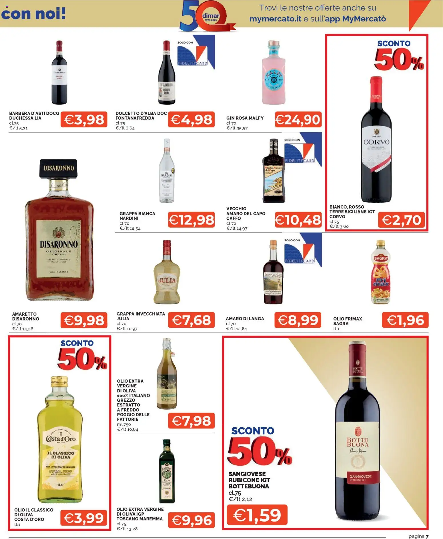 Volantino Mercatò del 27.10.2025 | Pagina: 7 | Prodotti: Gin, Olio extra vergine, Grappa, Amaro