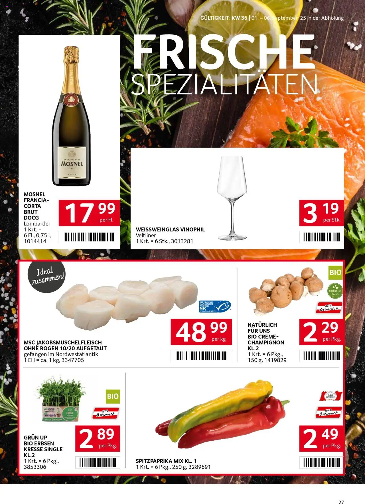 Transgourmet Flugblatt gültig ab 31.08.2025 | Seite: 27 | Produkte: Erbsen, Creme