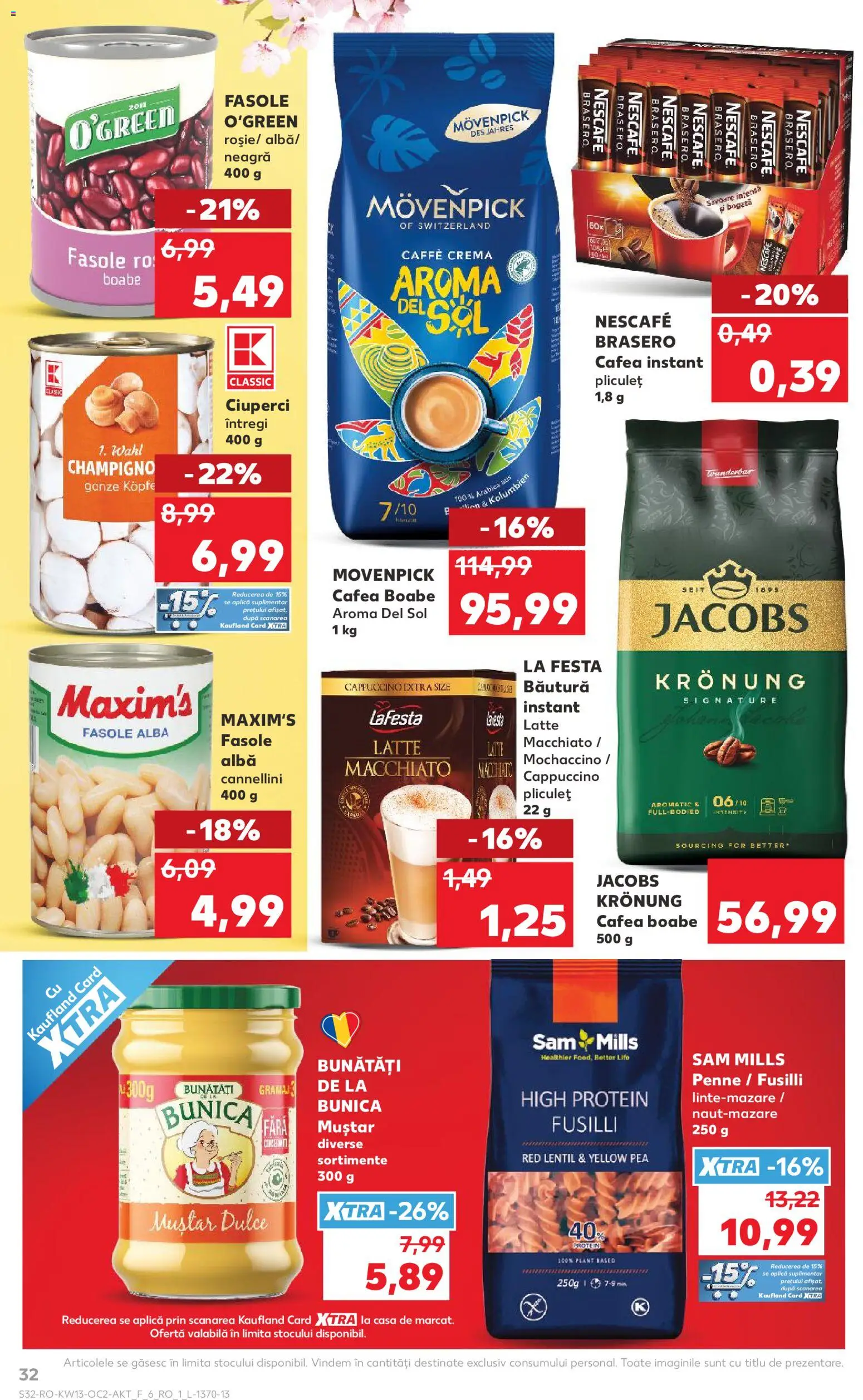 Noul catalog Kaufland – valabil de la 25.03.2026 | Pagină: 32 | Produse: Ciuperci, Köpek çiti, Cremă, Fasole albă