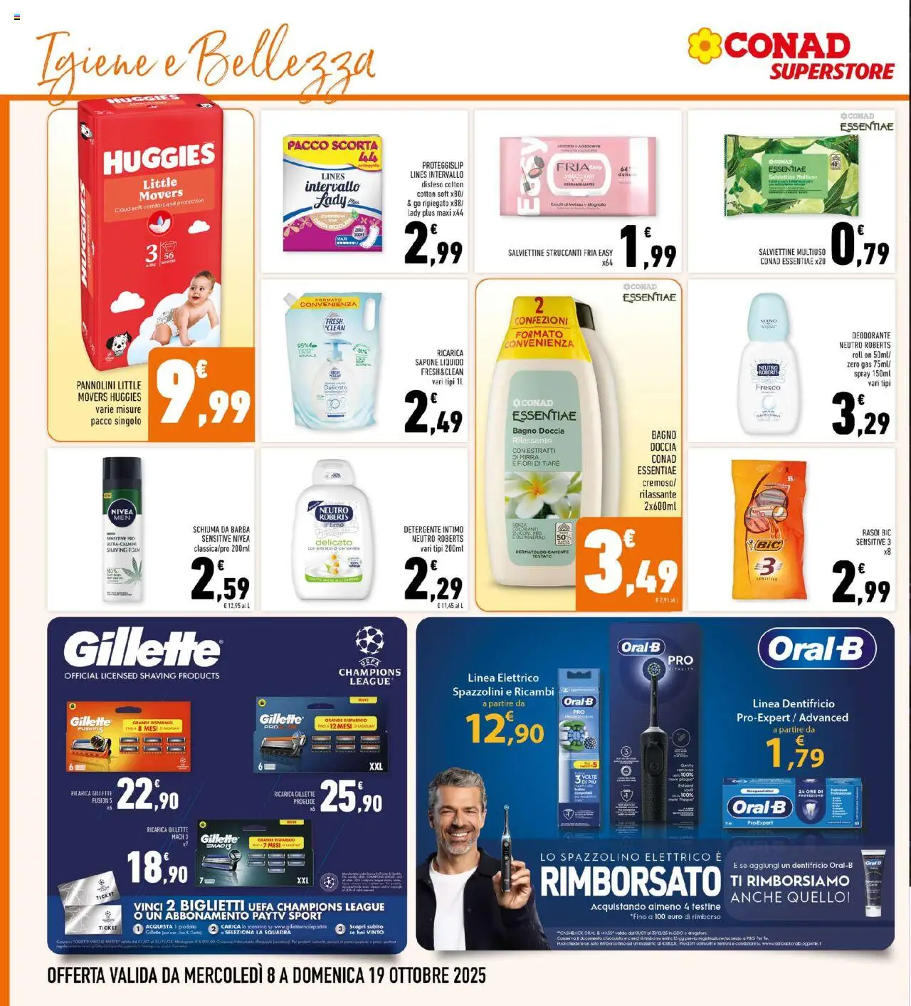 Volantino Conad del 08.10.2025 | Pagina: 24 | Prodotti: Pannolini, Dentifricio, Bagno, Doccia