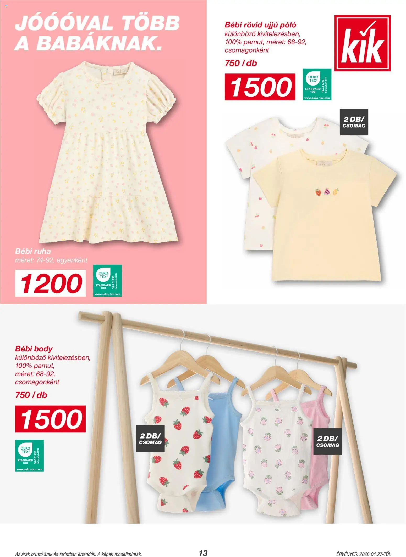 Kik akciós ujság - amely érvényes a következő dátumtól: 27.04.2026 | Oldal: 13 | Termékek: Body, Ruha