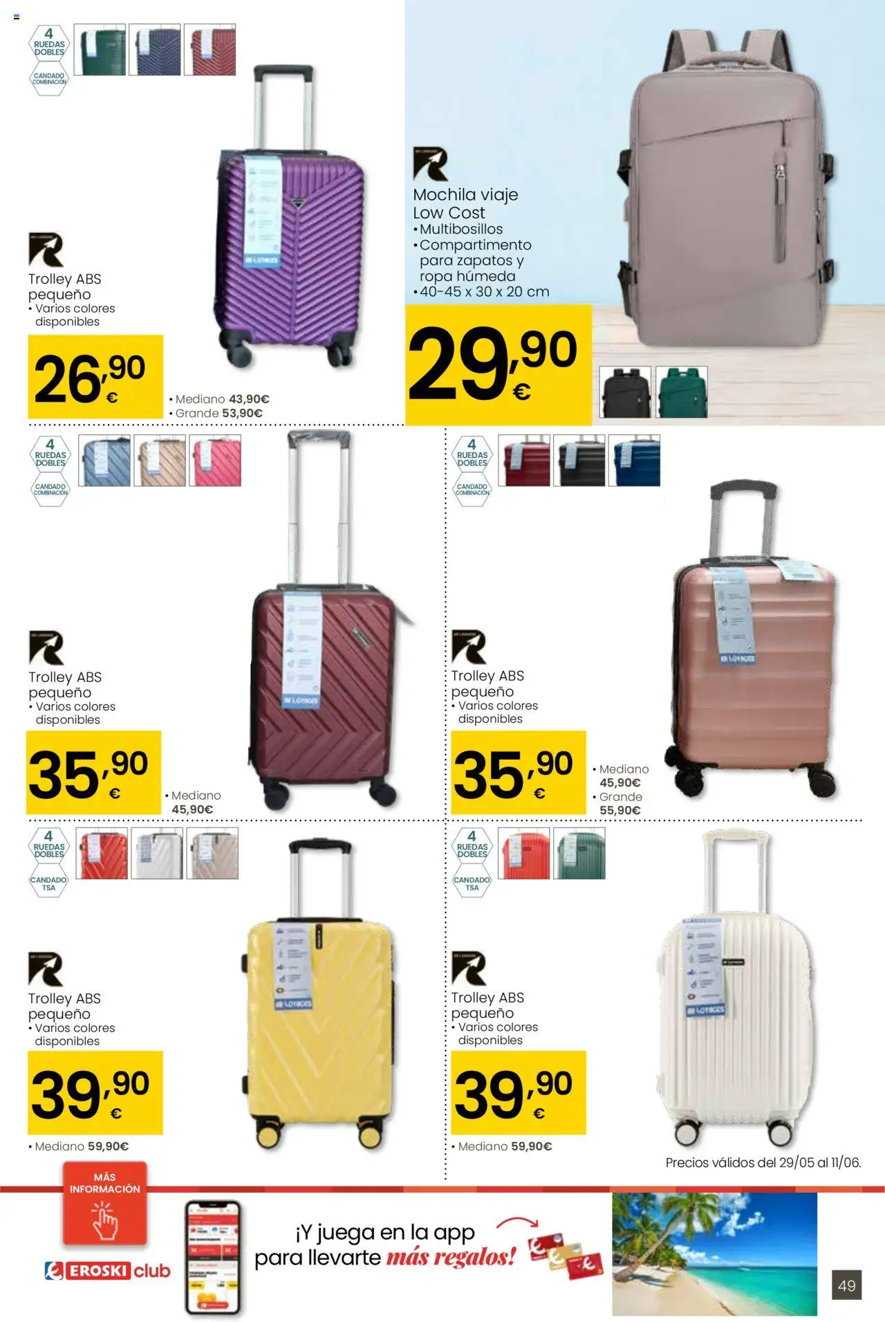 Eroski folleto │ válido desde el 29.05.2025 | Página: 49 | Productos: Mochila, Ropa, Juega