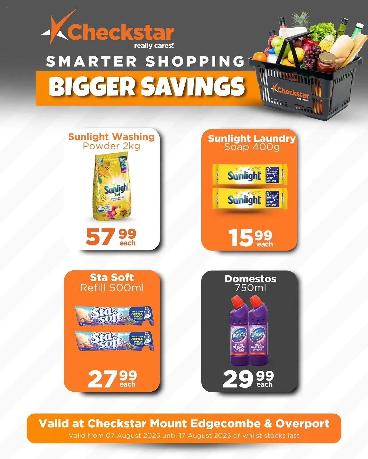Check Star Specials Mount Edgecombe and Overport │ valid from 07.08.2025 | Page: 1 | Products: Bleach, Powder, Soap, Washing powder