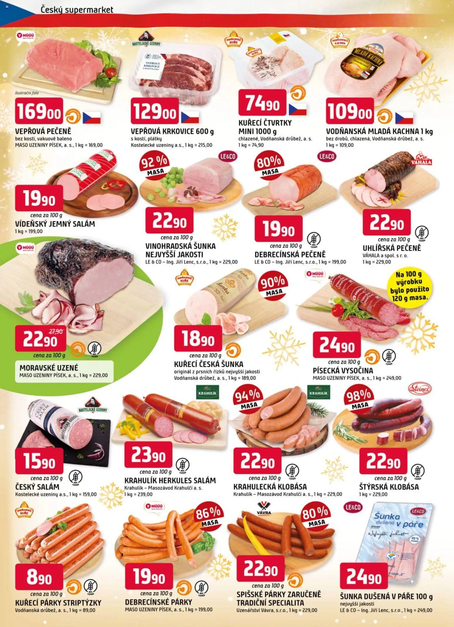 Trefa leták od 10.12.2025 | Strana: 2 | Produkty: Vepřová pečeně, Klobása, Uzeniny, Kuře