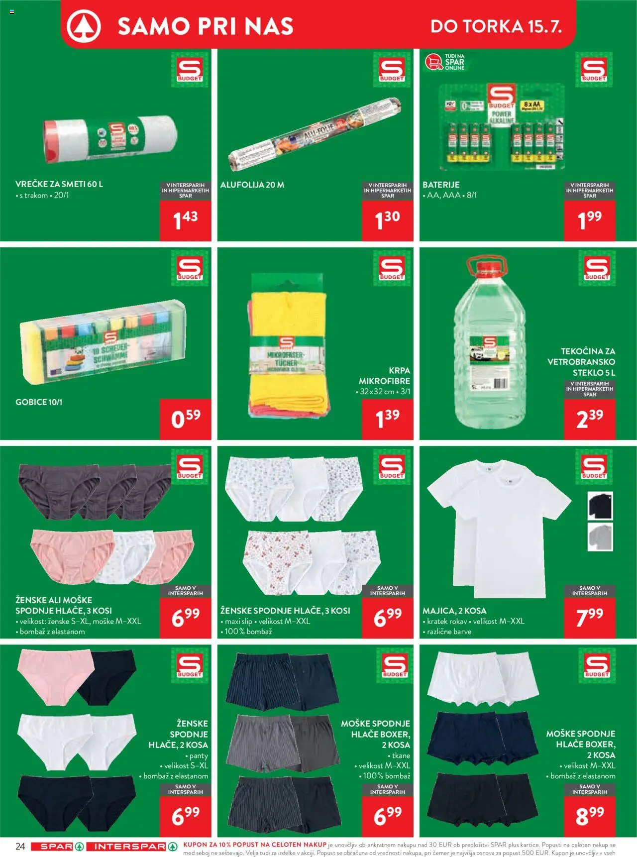 Spar katalog  27/25 │ velja od 02.07.2025 | Stran: 30 | Izdelki: Baterije, Hlace, Gobice, Spodnje hlace