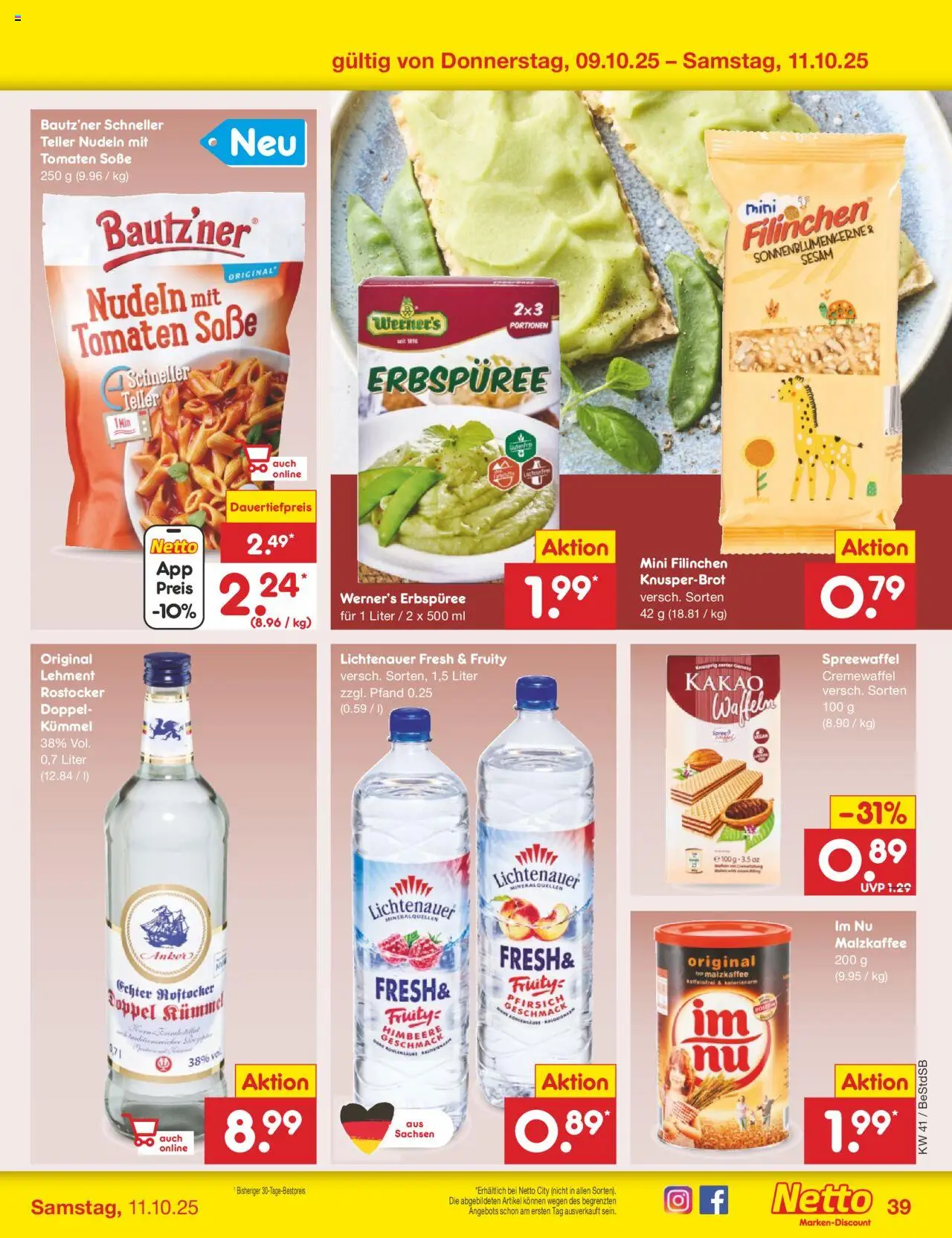 Netto Marken-Discount Prospekt 	 – gültig ab 06.10.2025 | Seite: 45 | Produkte: Tomaten, Waffeln, Pfirsich, Himbeere
