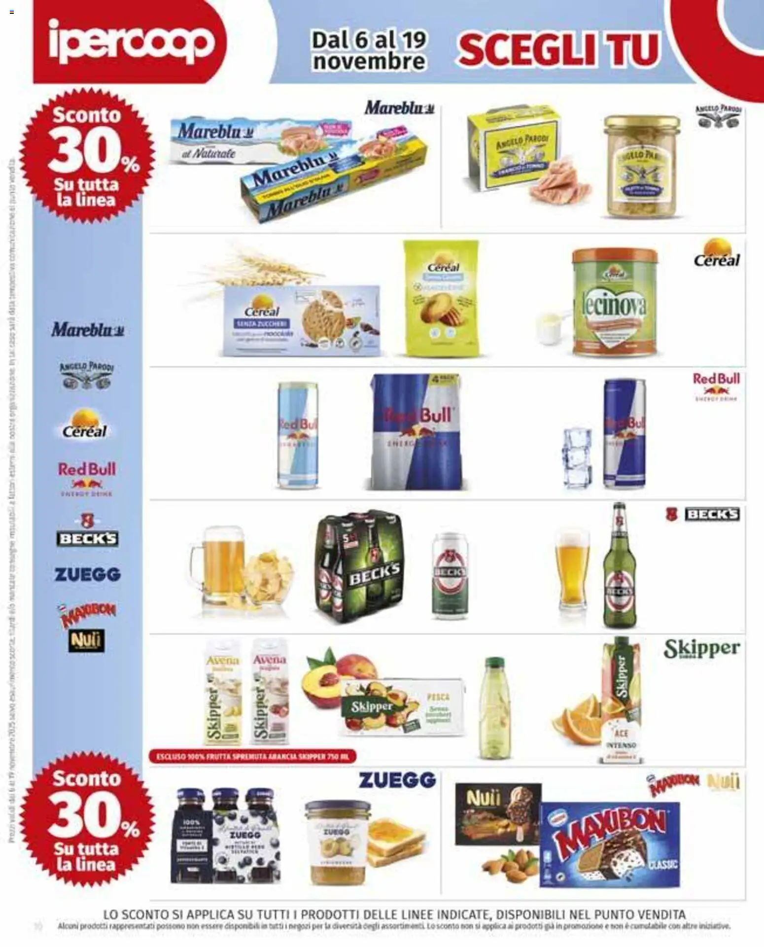 Volantino Ipercoop del 06.11.2025 | Pagina: 10 | Prodotti: Frutta, Pesca, Arancia, Red Bull