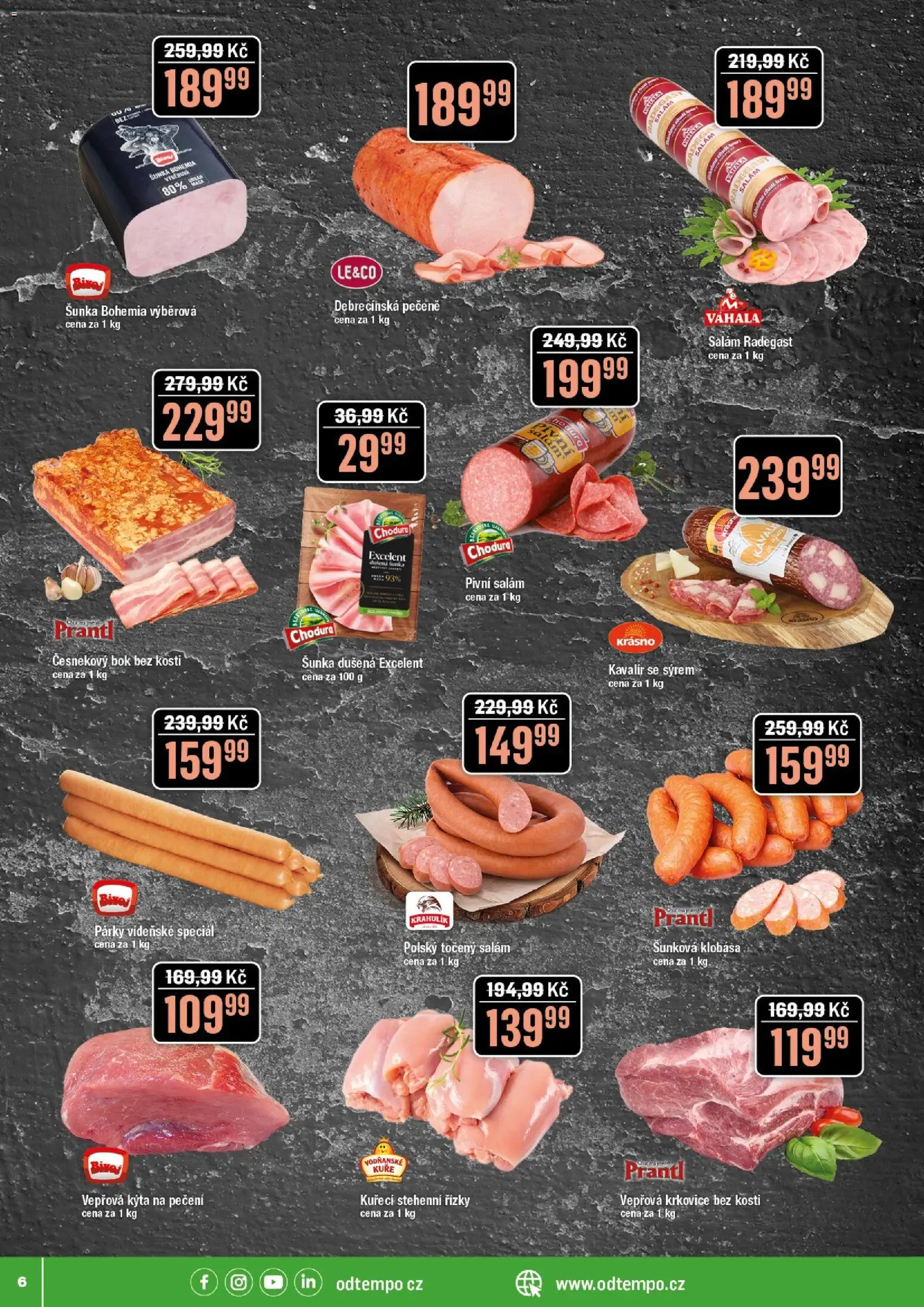 Tempo leták od 11.02.2026 | Strana: 6 | Produkty: Salám, Šunka, Točený salám, Vepřová Kýta