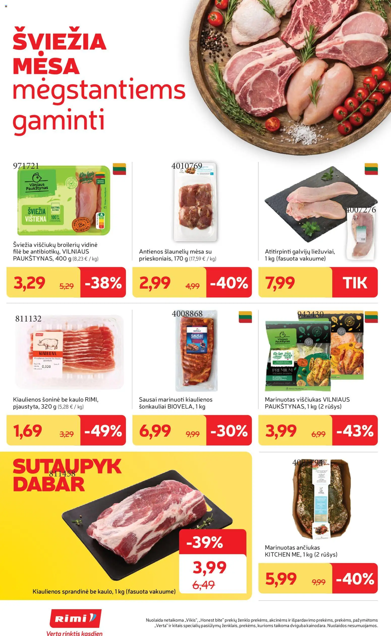 Rimi akcijos nuo 31.03.2026 | Puslapis: 12 | Prekių: Kiaulienos, Viščiukas, Vištiena, Kiauliena