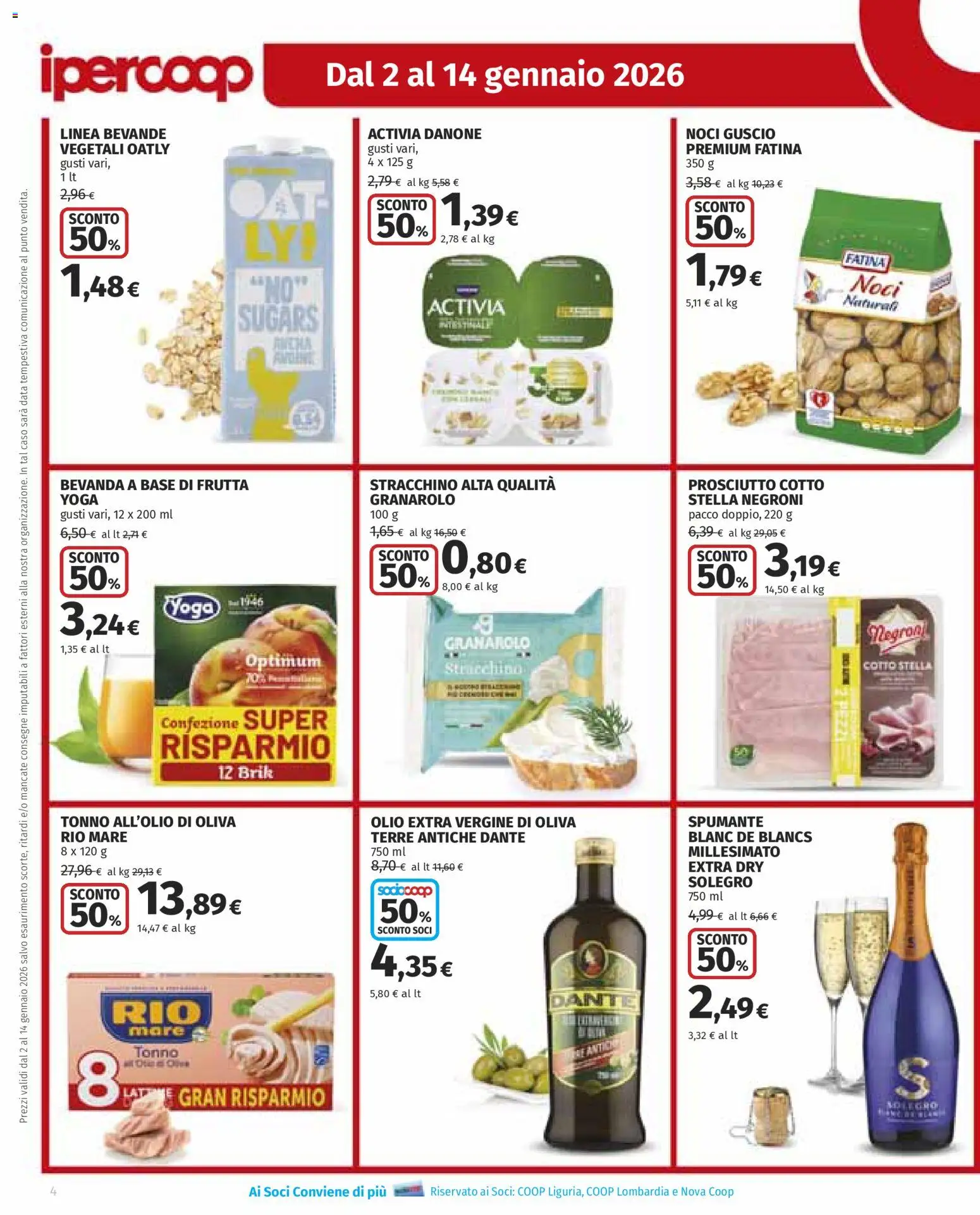 Volantino Ipercoop del 02.01.2026 | Pagina: 4 | Prodotti: Prosciutto Cotto, Frutta, Olio, Data
