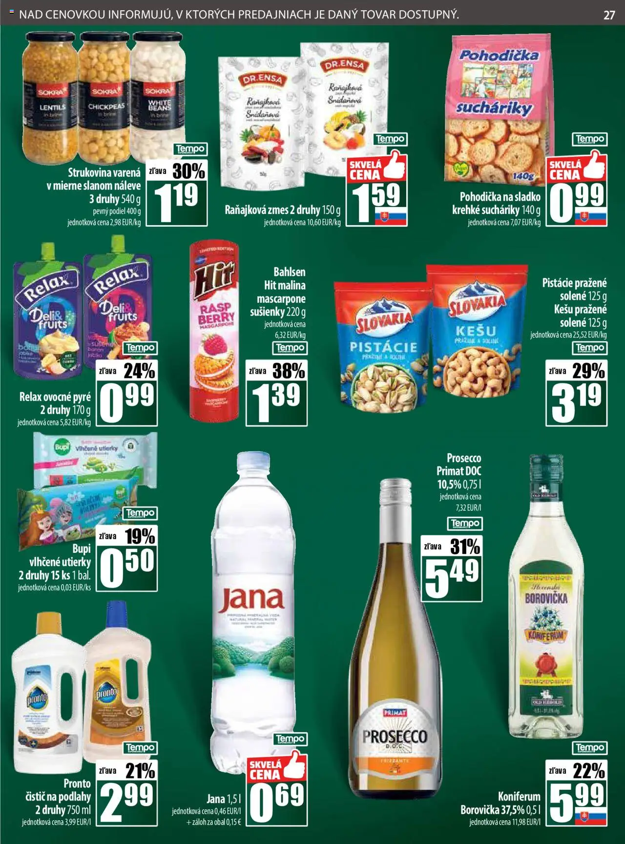COOP Jednota leták │ platný od 31.07.2025 | Strana: 27 | Produkty: Borovička, Koniferum, Mascarpone, Pistácie
