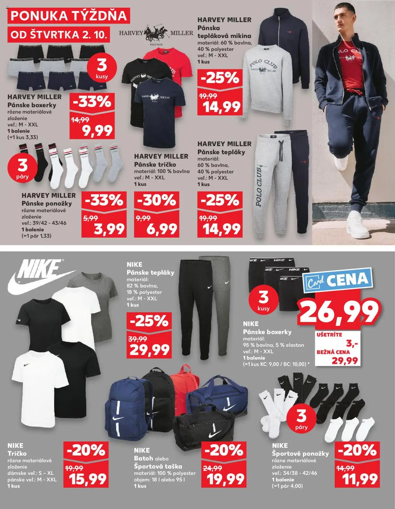 Nové Kaufland akcie – leták je platný od 02.10.2025 | Strana: 62 | Produkty: Tričko, Ponožky, Batoh, Taška
