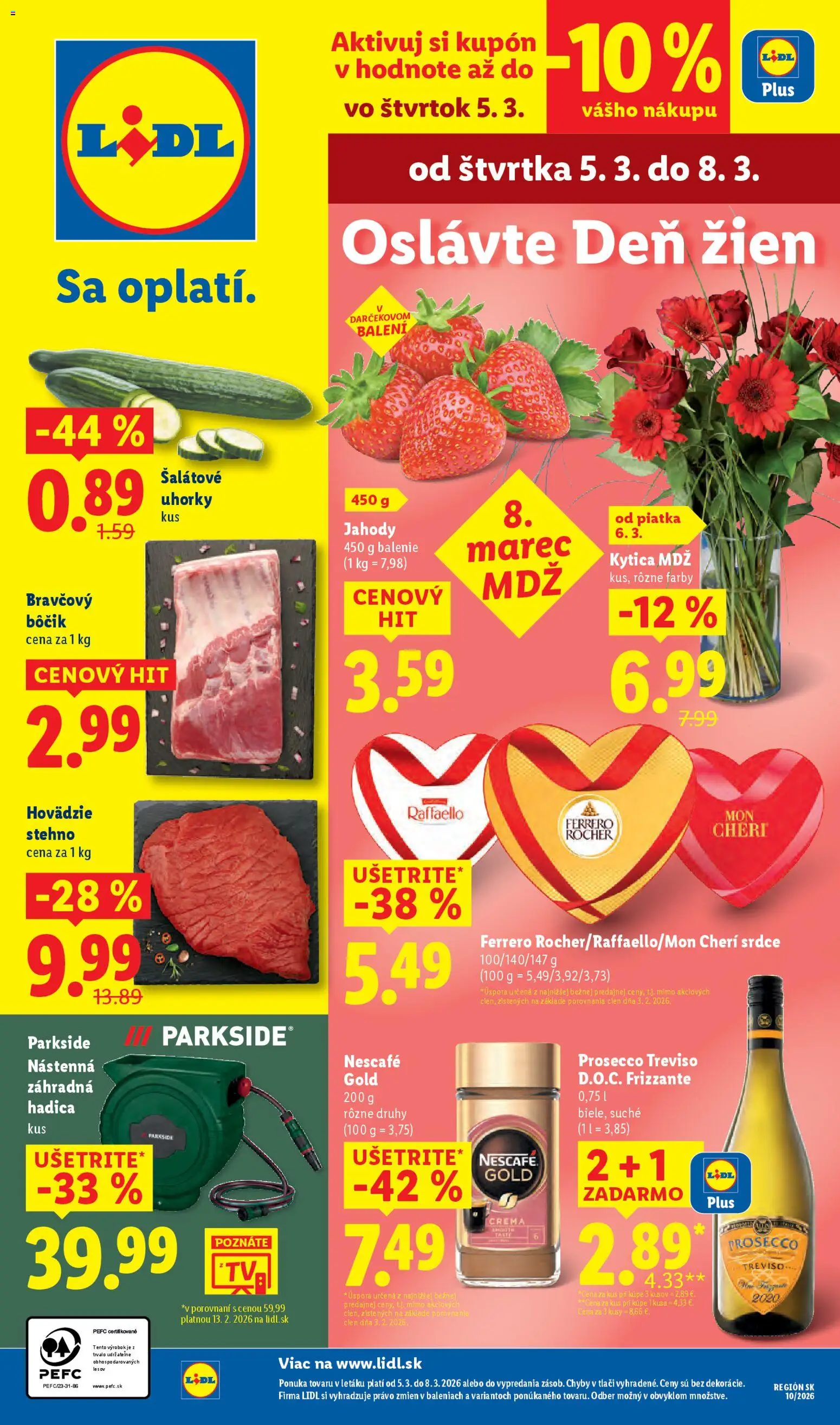 Nové Lidl akcie – leták je platný od 05.03.2026 | Strana: 1 | Produkty: Parkside, Bravčový bôčik, Uhorky