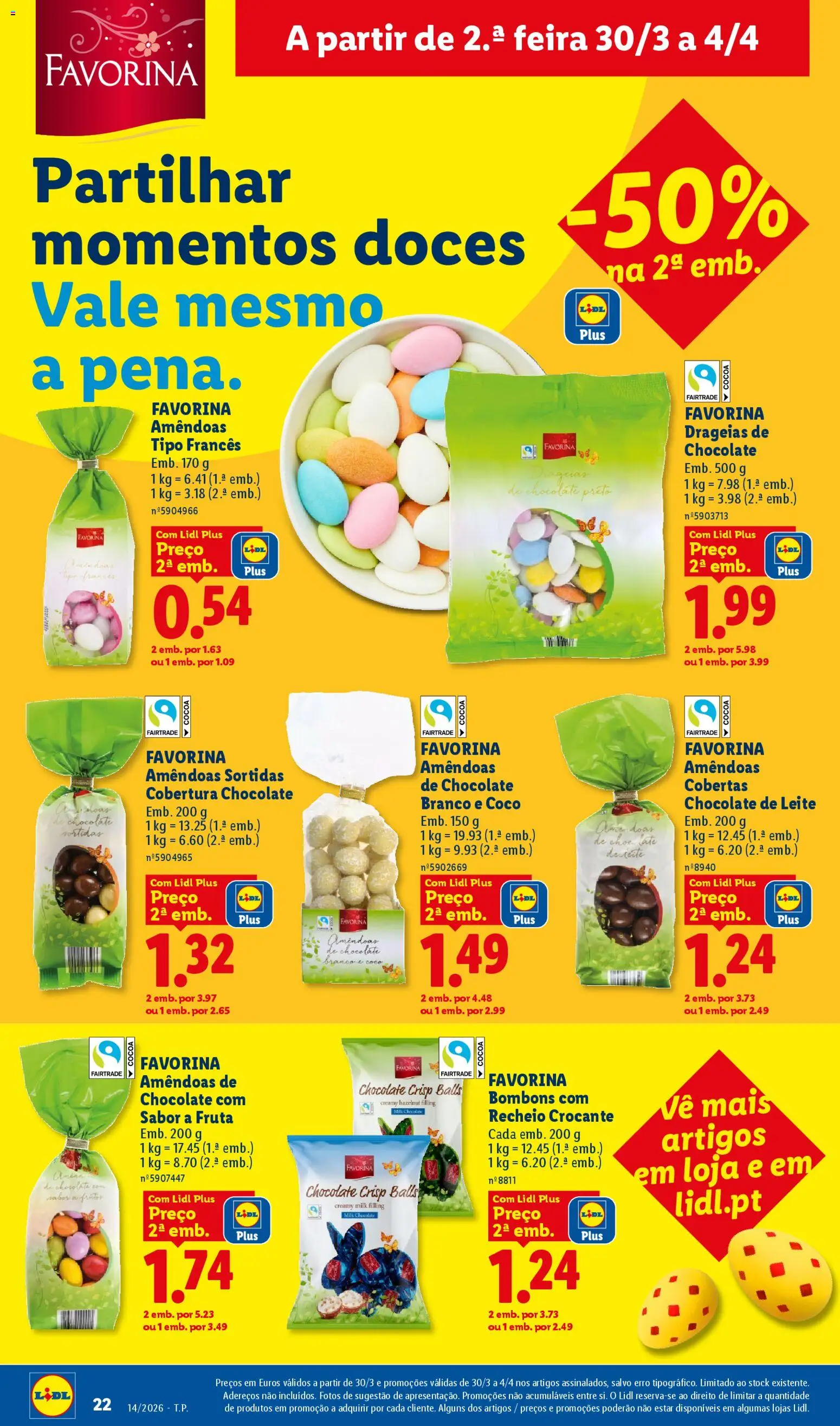 Lidl folheto │ válido de 30.03.2026 | Página: 22 | Produtos: Amêndoas, Leite, Chocolate, Doces