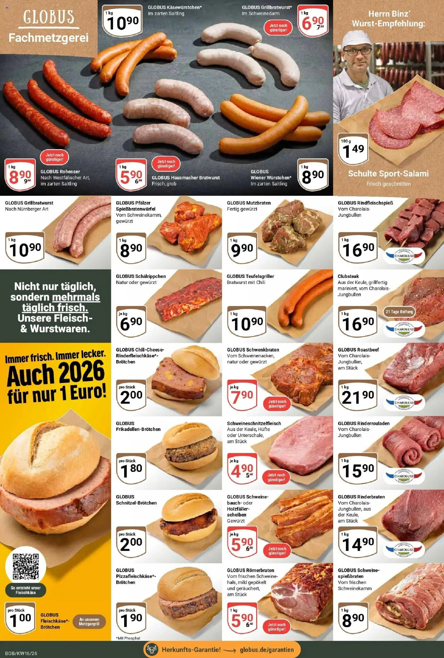 Globus Prospekt Bobenheim-Roxheim	 – gültig ab 12.04.2026 | Seite: 8 | Produkte: Rinderrouladen, Rinderbraten, Bratwurst, Fleisch