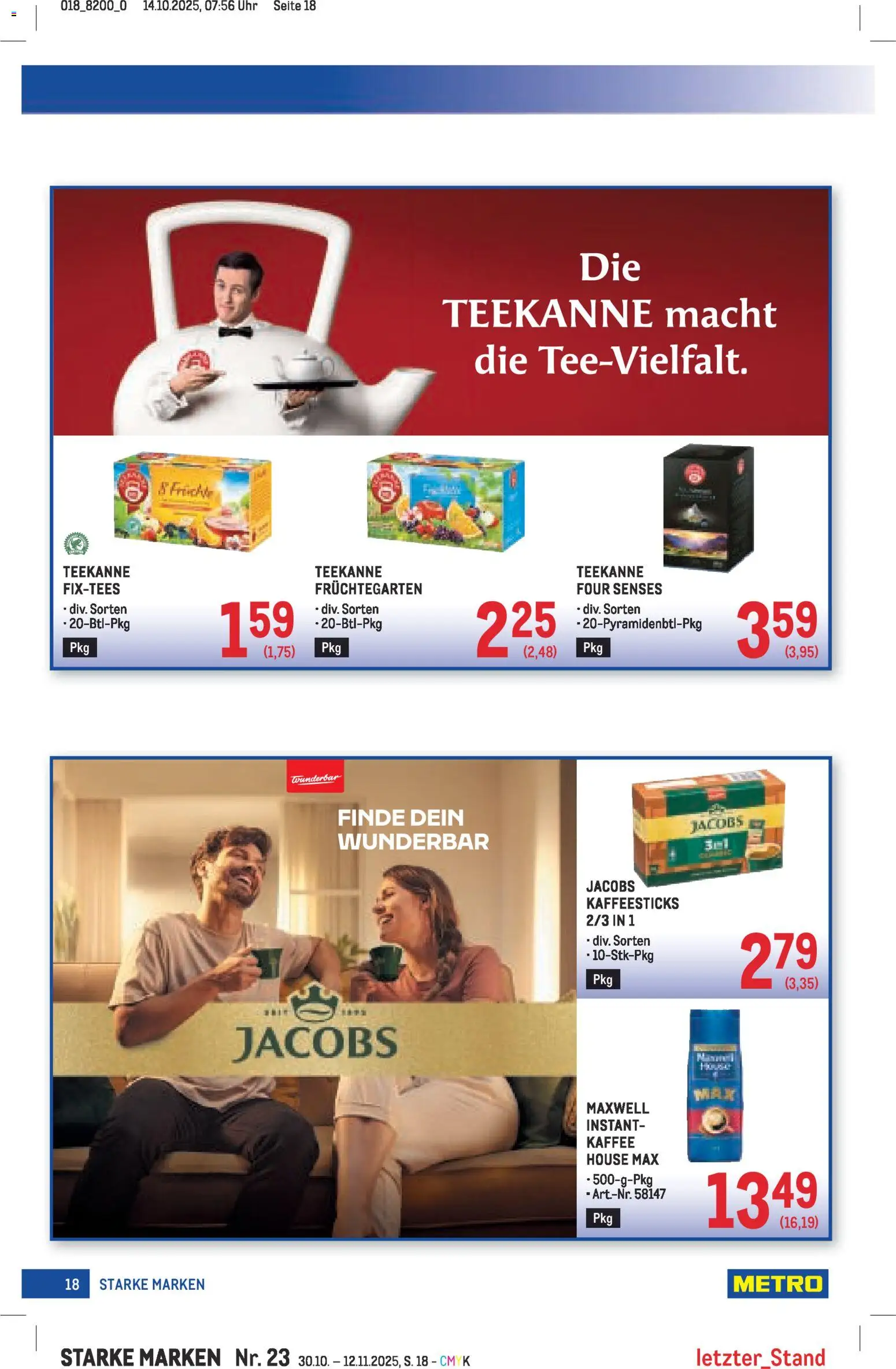 Metro Starke Marken gültig ab 30.10.2025 | Seite: 18 | Produkte: Uhr, Kaffee