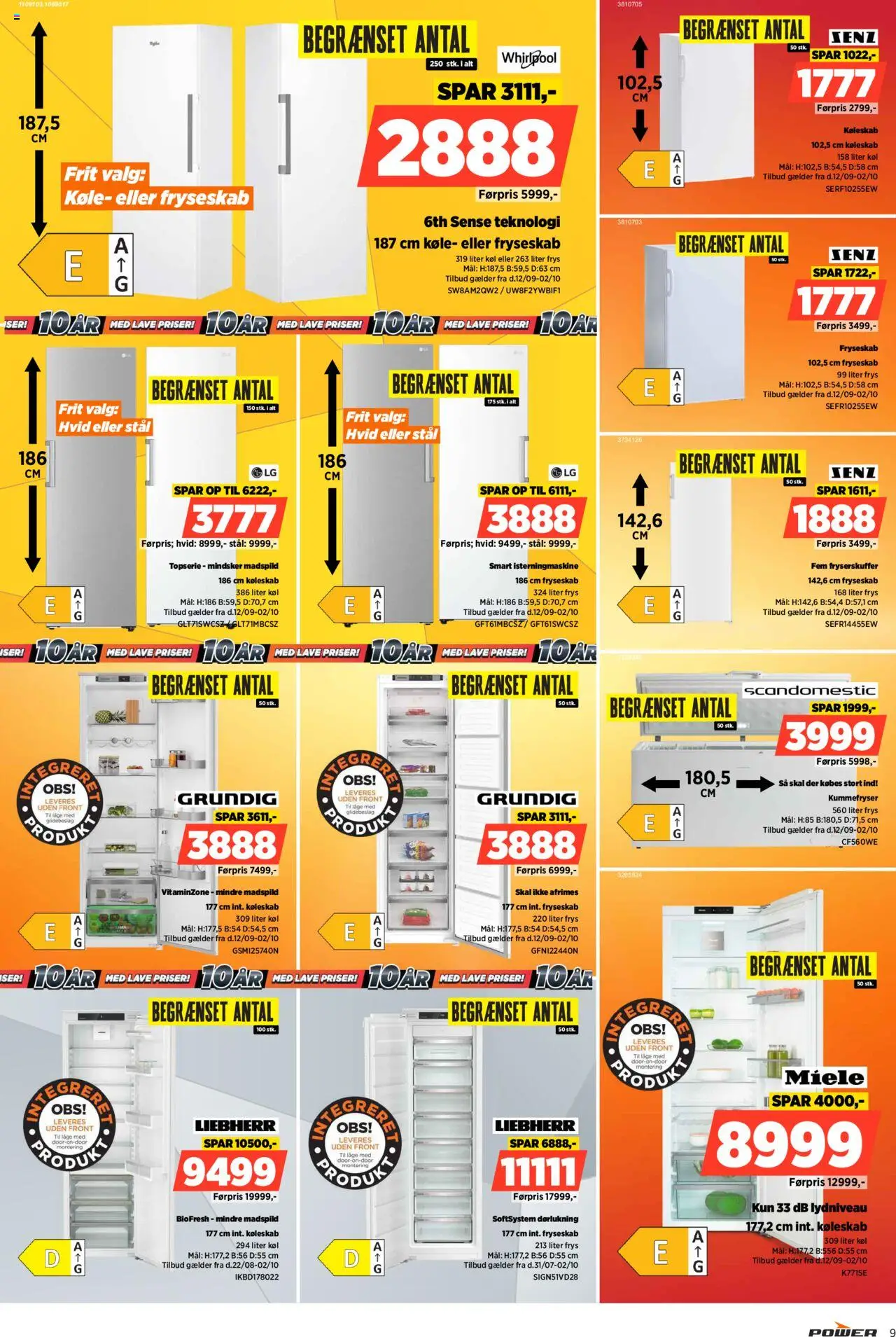 Power tilbudsavis – gyldig fra 12.09.2025 | Side: 9 | Produkter: Køleskab