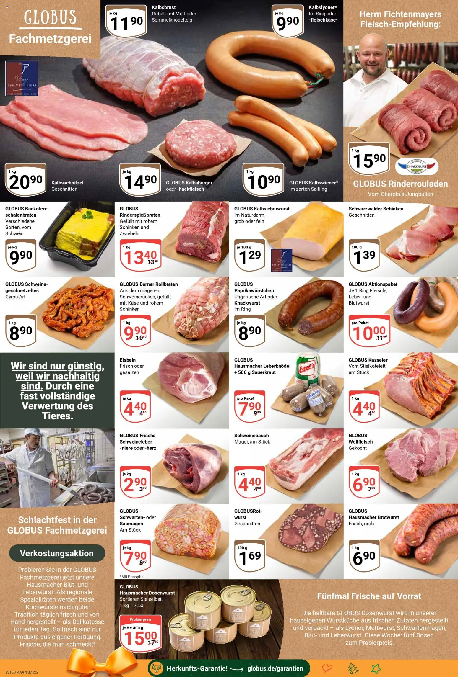 Globus prospekt Waghäusel-Wiesental	 – gültig ab 24.11.2025 | Seite: 8 | Produkte: Rinderrouladen, Bratwurst, Zwiebeln, Hackfleisch