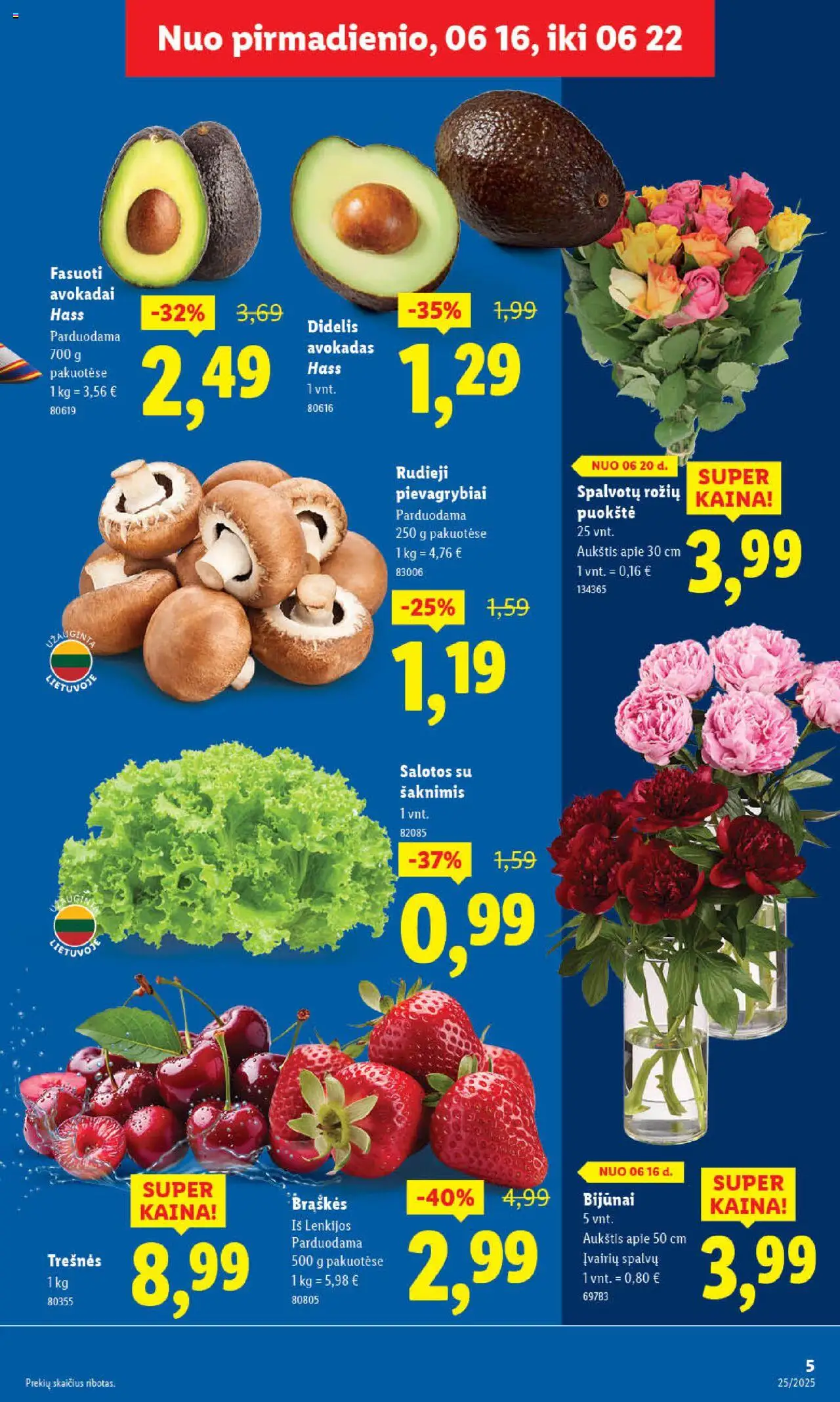 LIDL leidinys│galioja nuo 16.06.2025 | Puslapis: 5 | Prekių: Salotos, Pievagrybiai, Avokadai, Braškės