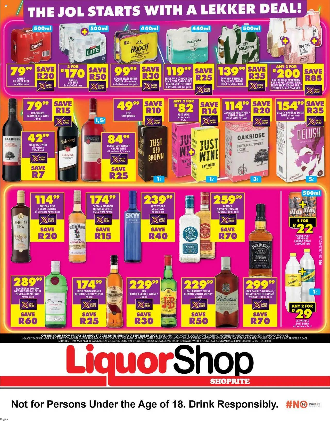 Shoprite Gauteng - LiquorShop Major Deals │ valid from 22.08.2025 | Page: 2 | Products: Rum, Wine, Beer, Cream