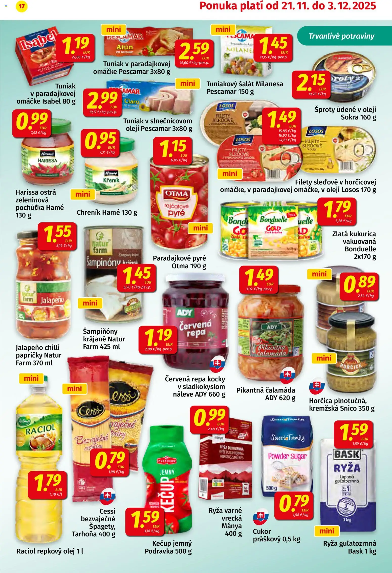 Nové Koruna akcie – leták je platný od 21.11.2025 | Strana: 17 | Produkty: Tuniak, Kečup, Červená repa, Tarhoňa