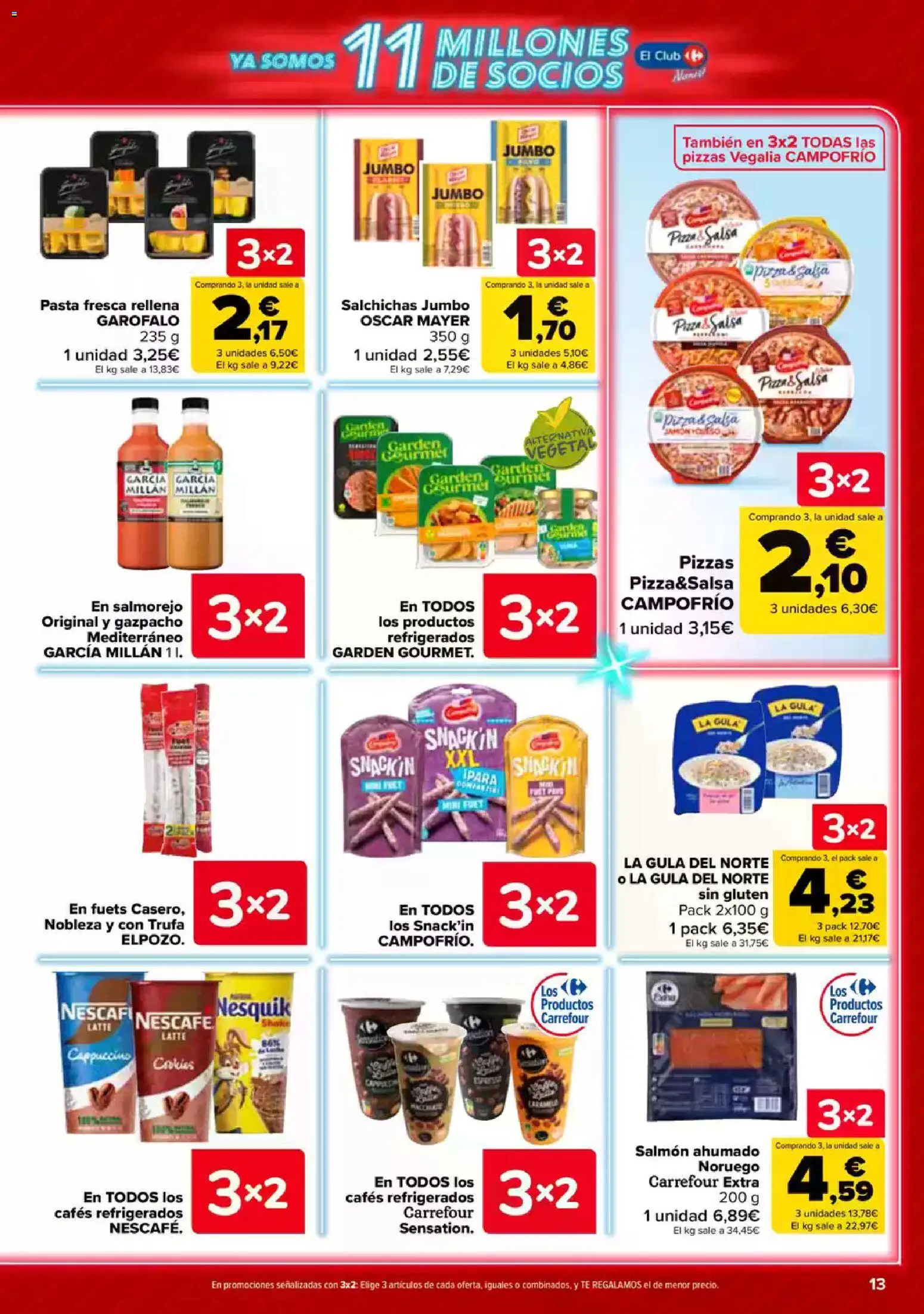 Carrefour folleto │ válido desde el 23.04.2026 | Página: 13 | Productos: Pizza, Pasta, Té, Salmón ahumado