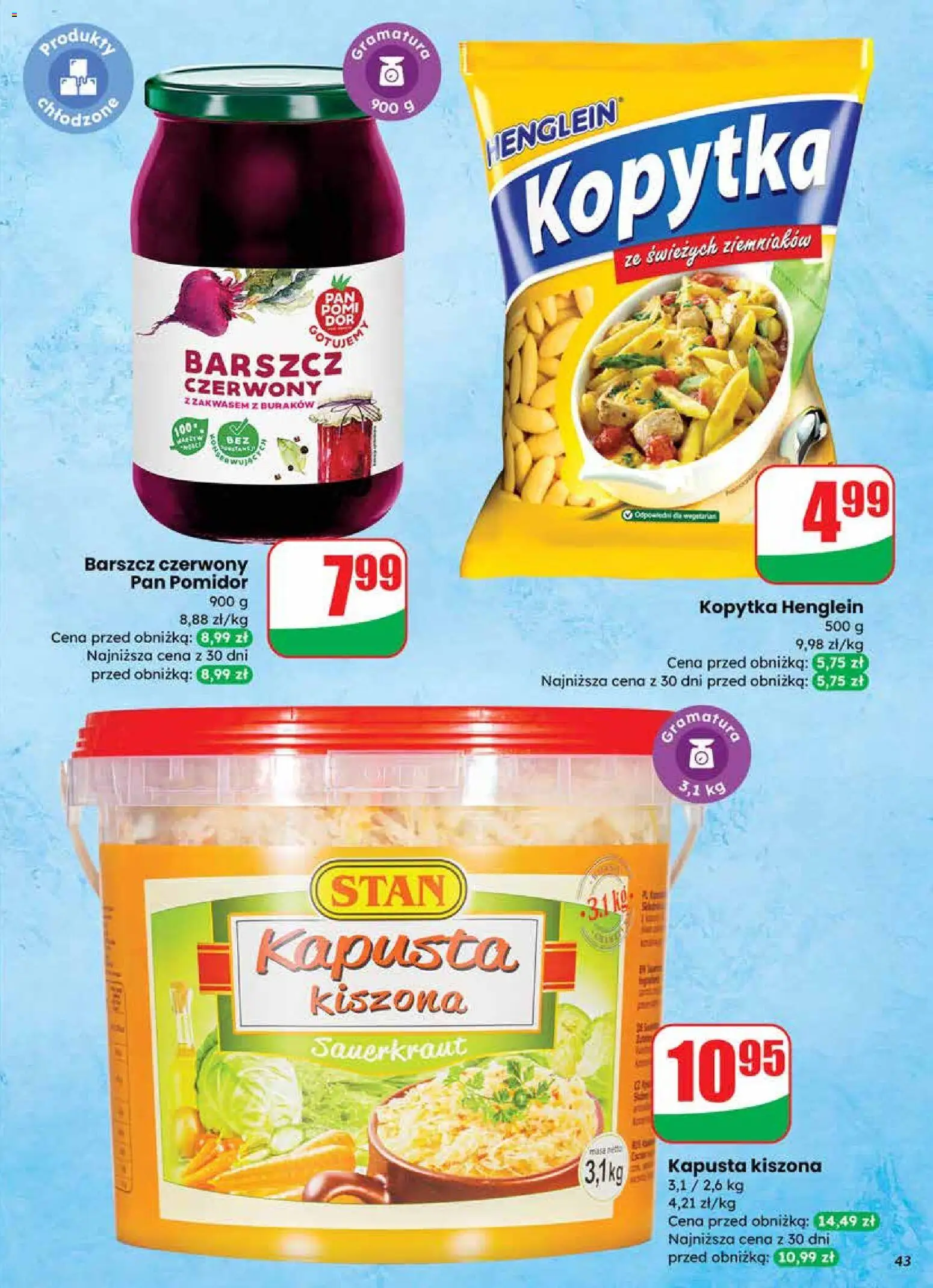 Dino Gazetka od 19.11.2025 | Strona: 43 | Produkty: Barszcz, Kapusta, Kapusta kiszona, Kopytka