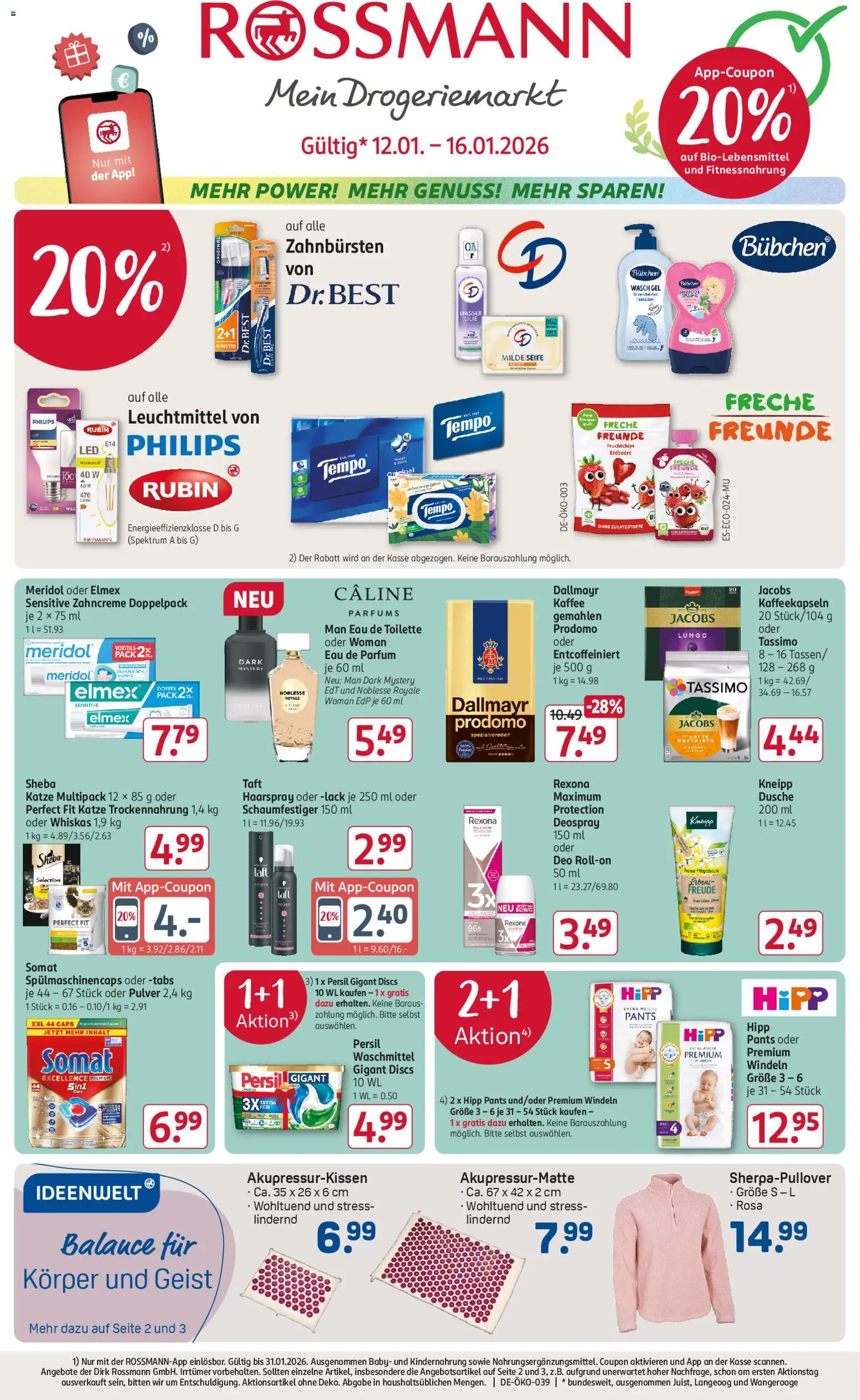 Rossmann Prospekt 	 – gültig ab 12.01.2026 | Seite: 1 | Produkte: Eau de Toilette, Dallmayr, Wasser, Pullover