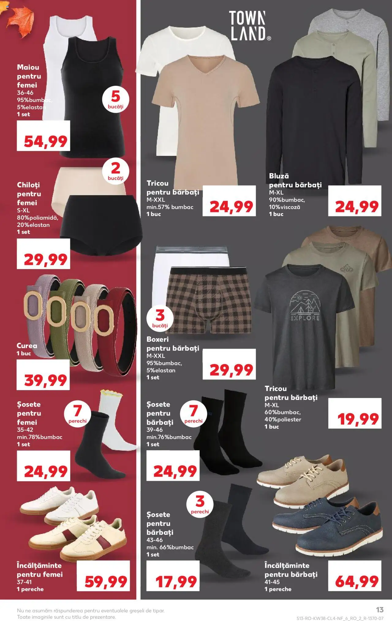 Noul catalog Kaufland – valabil de la 17.09.2025 | Pagină: 13 | Produse: Curea, Kestane, Tricou, Șosete