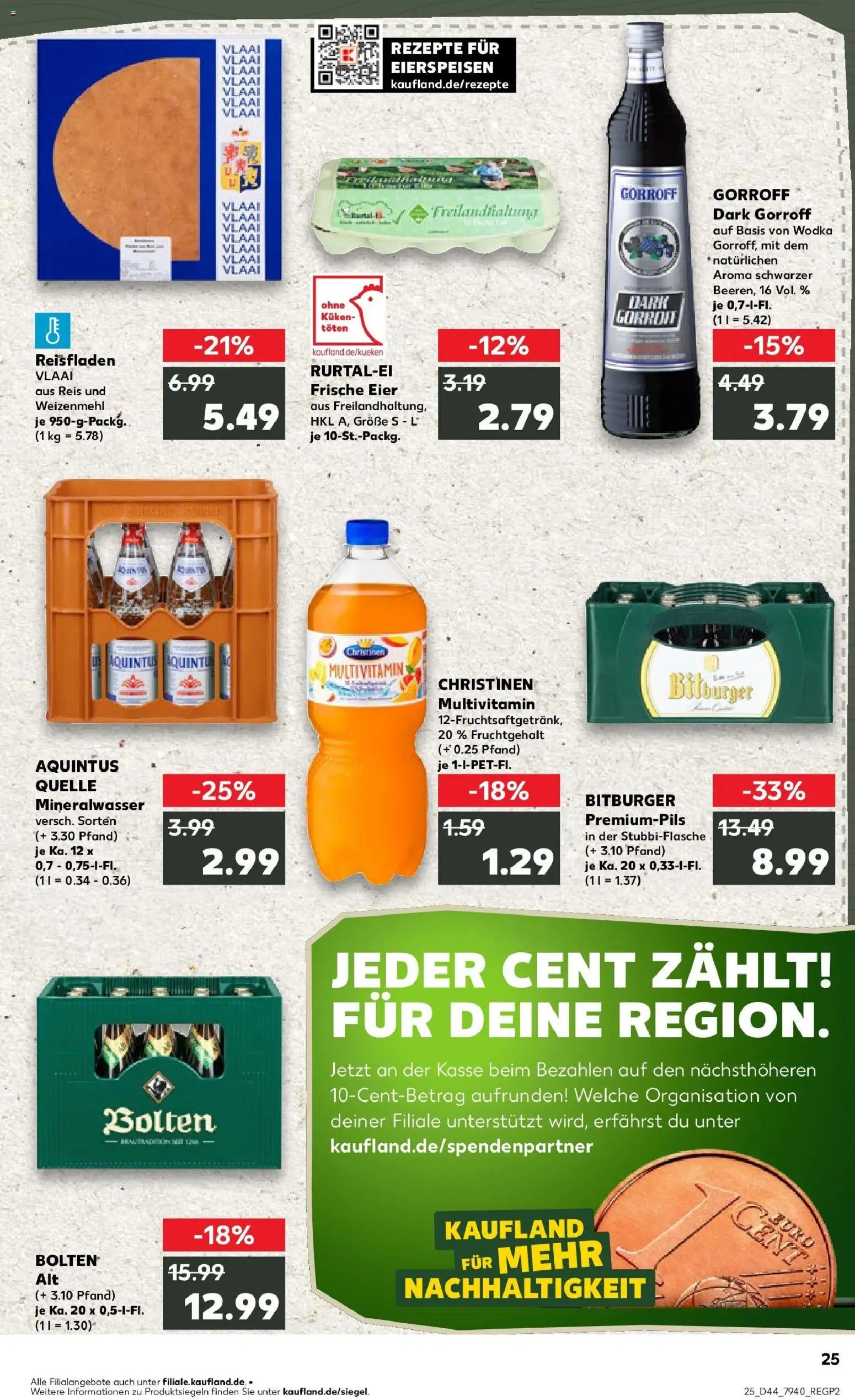 Kaufland prospekt Hückelhoven	 – gültig ab 30.10.2025 | Seite: 25 | Produkte: Eier, Weizenmehl, Mineralwasser, Wodka