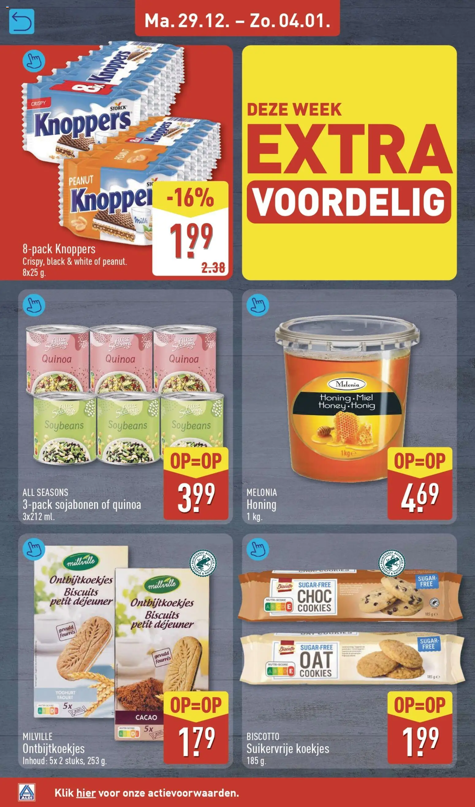 {H1} | Pagina: 16 | Producten: Yoghurt, Fagyasztott gyümölcs, Koekjes, Quinoa