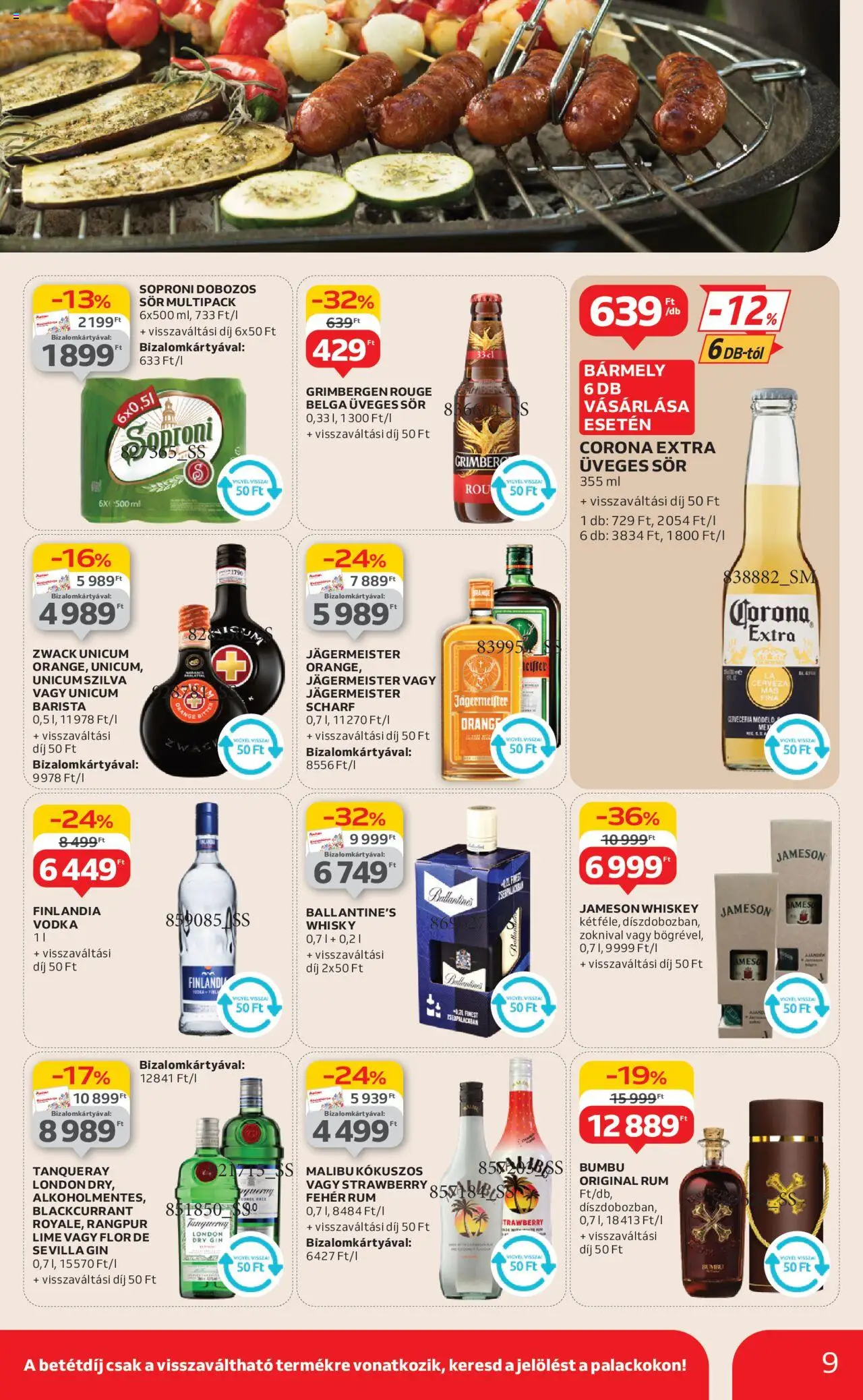 Auchan akciós ujság - amely érvényes a következő dátumtól: 12.06.2025 | Oldal: 9 | Termékek: Lime, Malibu, Jameson, Whisky