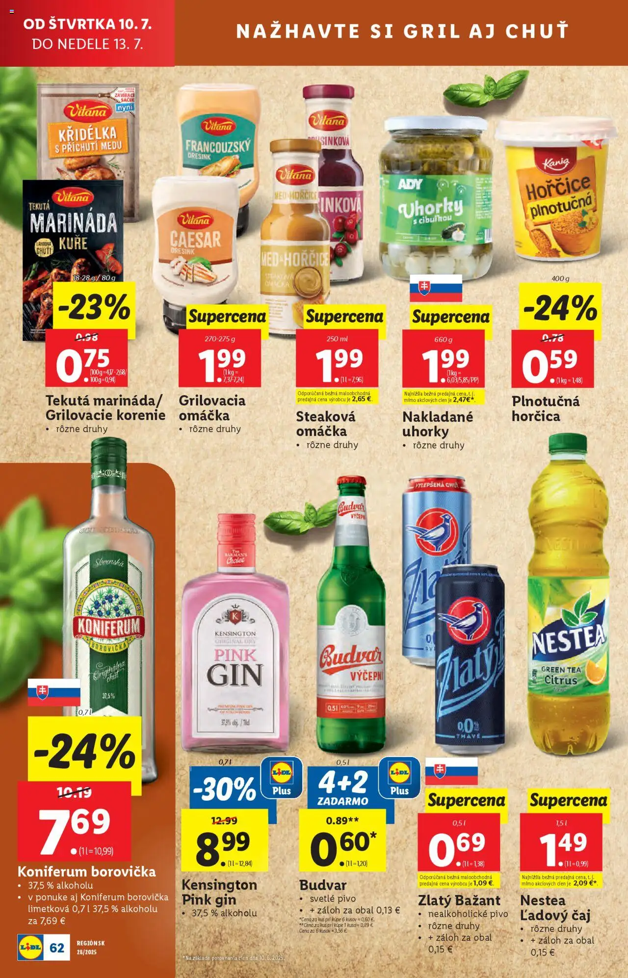 Lidl leták │ platný od 07.07.2025 | Strana: 74 | Produkty: Gril, Čaj, Borovička, Nealkoholické pivo
