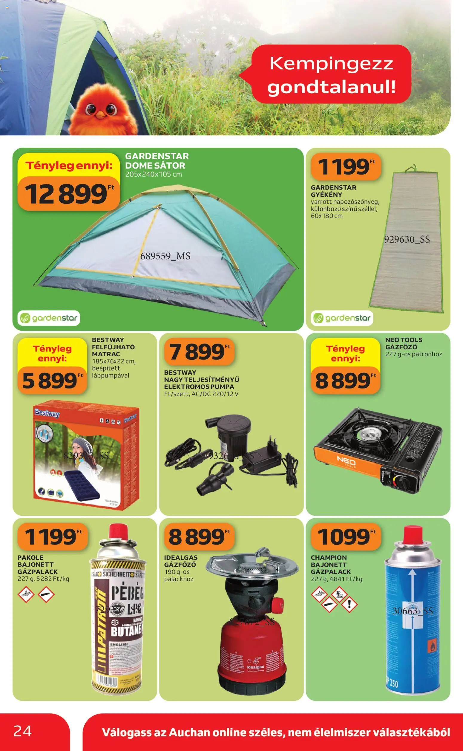 Auchan akciós ujság - amely érvényes a következő dátumtól: 16.04.2026 | Oldal: 24 | Termékek: Sátor, Matrac