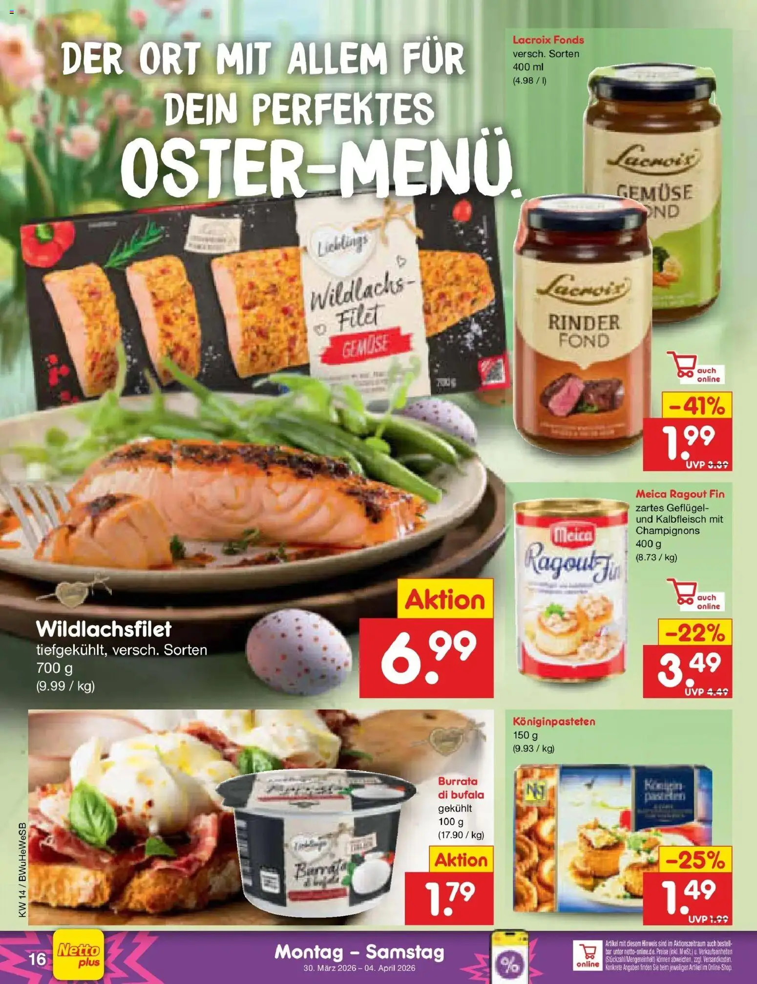 Netto Marken-Discount Prospekt Stemwede-Dielingen	 – gültig ab 30.03.2026 | Seite: 18 | Produkte: Meica, Champignons, Burrata, Gemüse