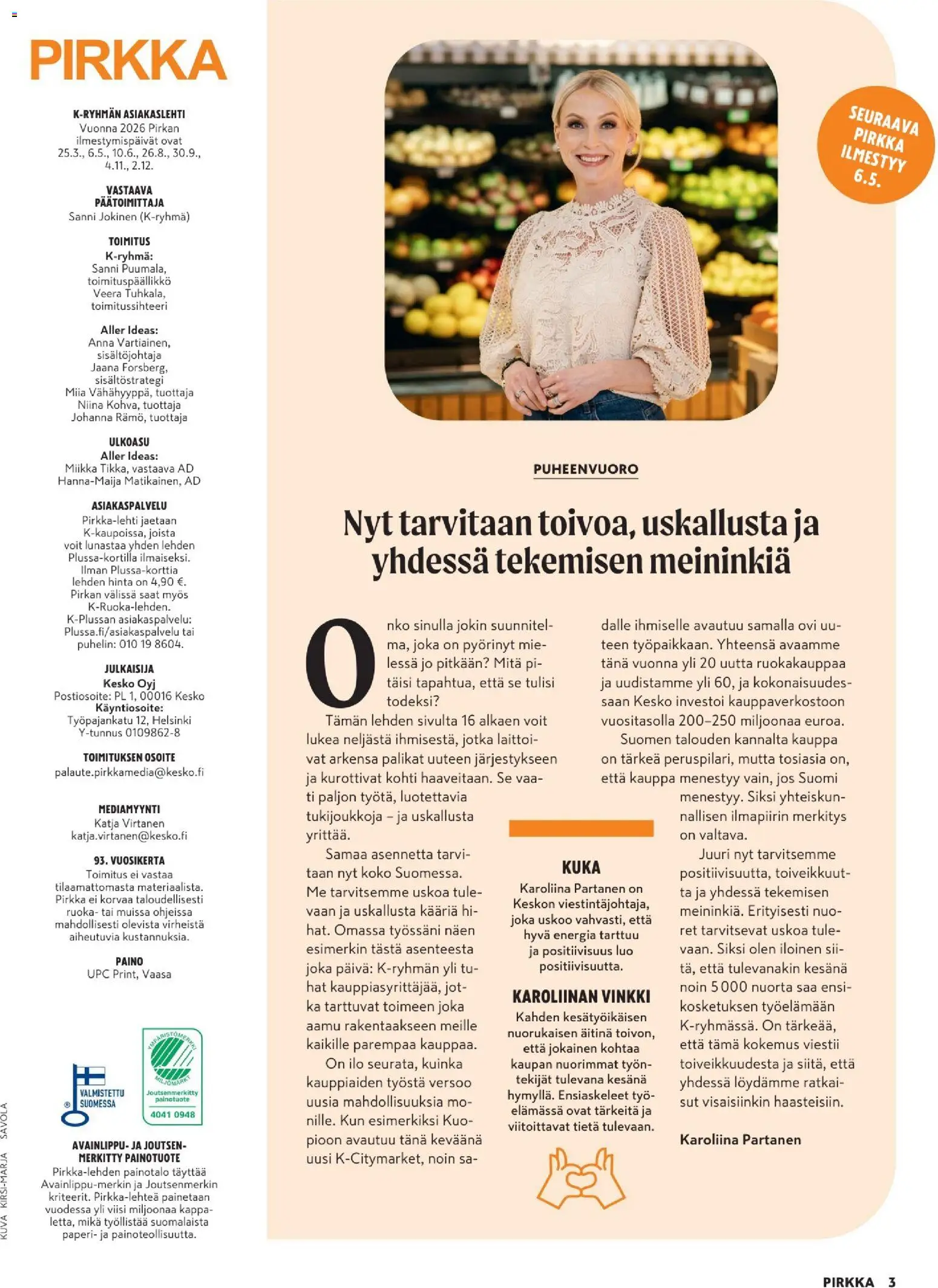 K-Market tarjoukset - Pirkka – voimassa 25.03.2026 alkaen | Sivu: 3 | Tuotteet: Paperi, Puhelin