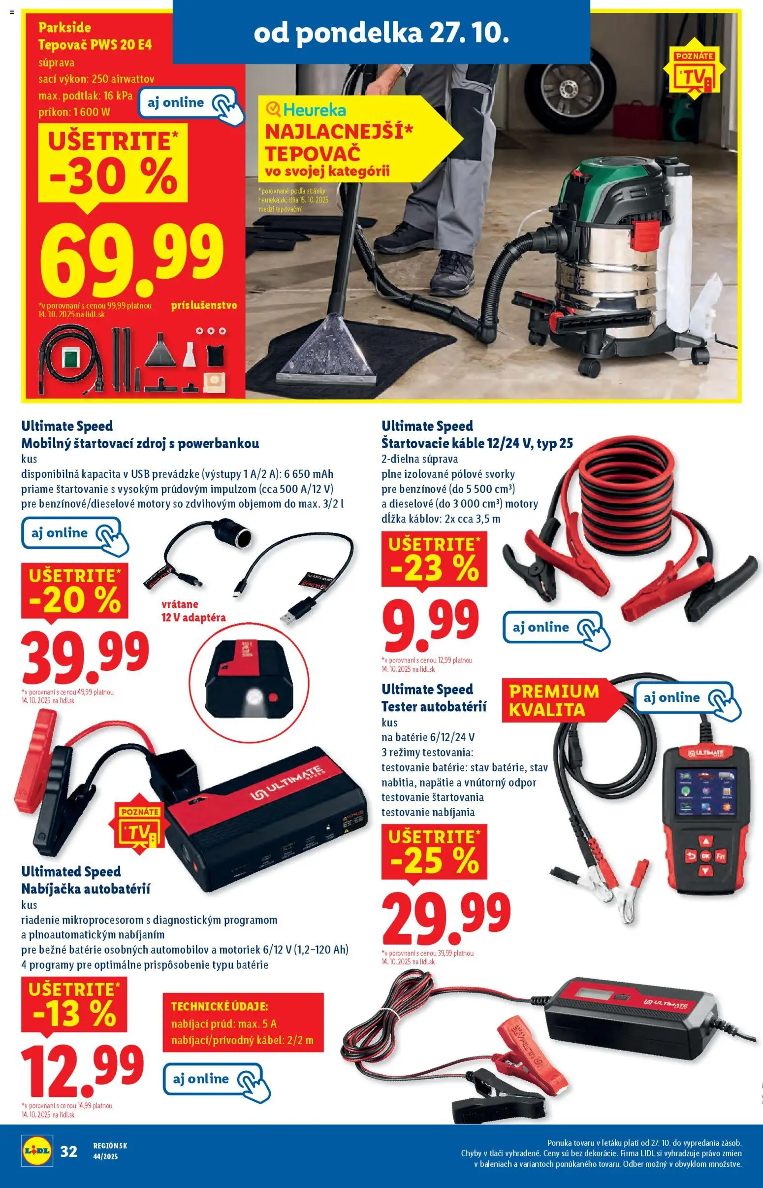 Nové Lidl akcie – leták je platný od 27.10.2025 | Strana: 44 | Produkty: Tepovač, Nabíjačka, Parkside