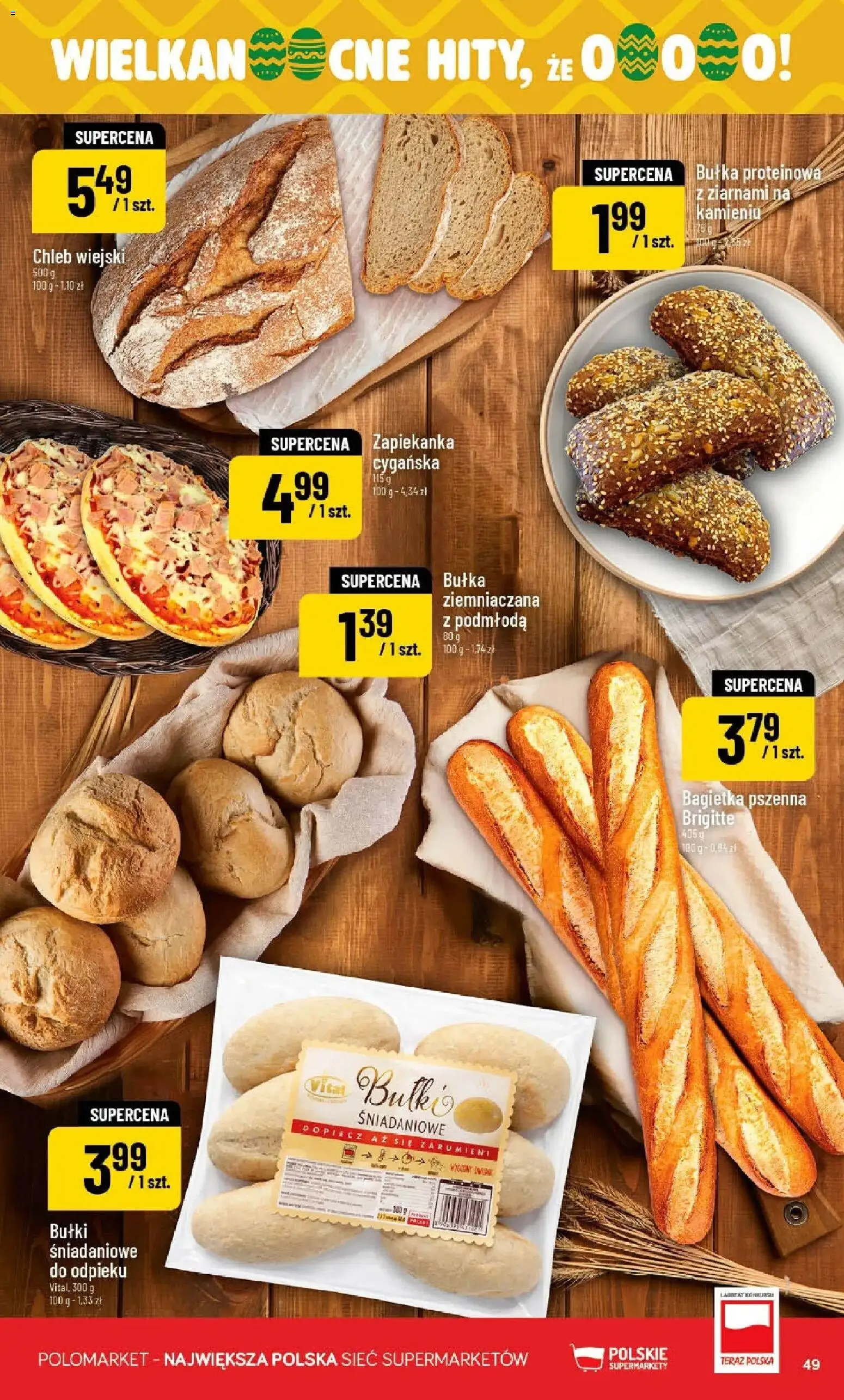 POLOmarket gazetka od 01.04.2026 | Strona: 49 | Produkty: Bułka proteinowa, Bułka, Bagietka, Chleb